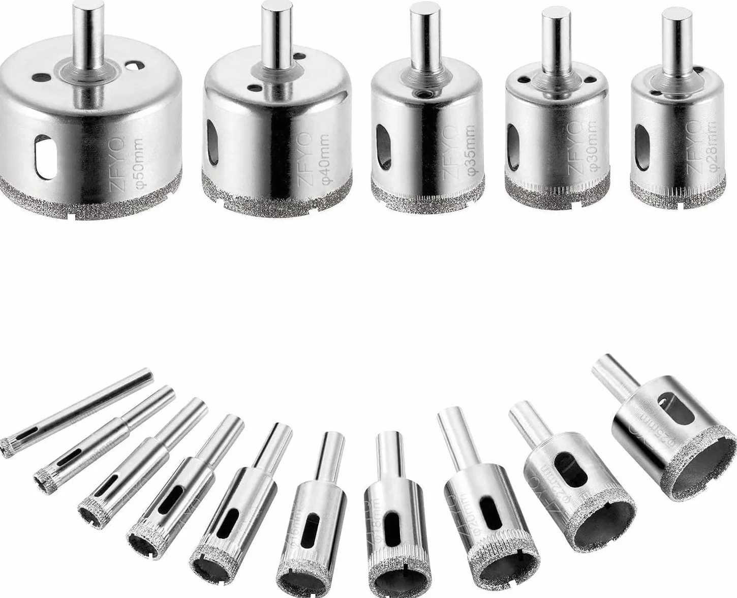 Set di 15 Frese a Tazza Diamantate Professionali per Piastrelle, Vetro, Marmo, Ceramica