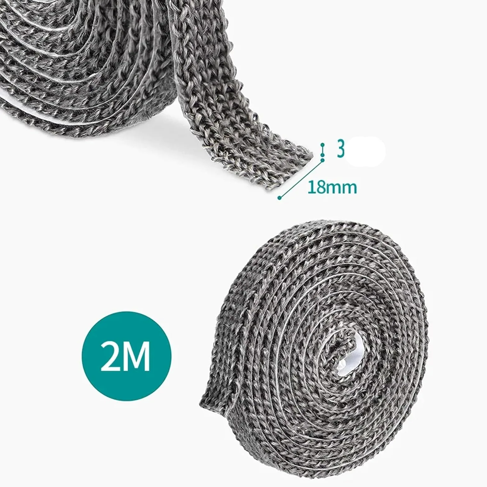 Guarnizione Stufa a Legna Corda for stufa piatta nera da 20/25 mm x 2 m | Guarnizione autoadesiva in fibra di vetro for camino, guarnizione for porta del camino(25mmx2m)