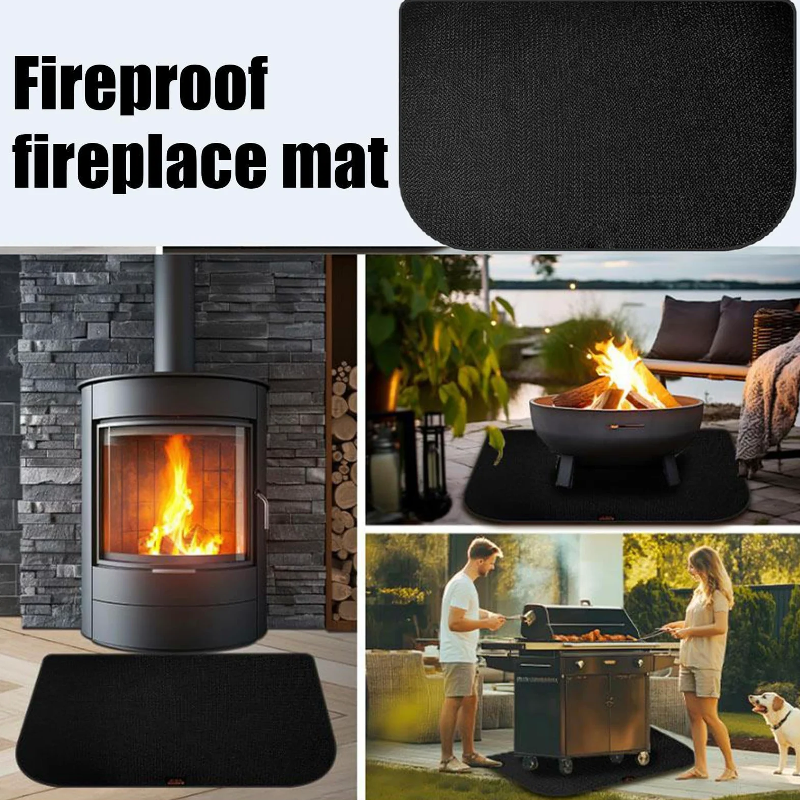 Tappeto per Resistente Al Calore Ignifugo Antiscivolo | Tappetino Per Stufa A Pellet Focolare Pavimento Per Interno Ed Esterno, Soggiorno, Cucina, Casa, Appartamento, Pavimento,