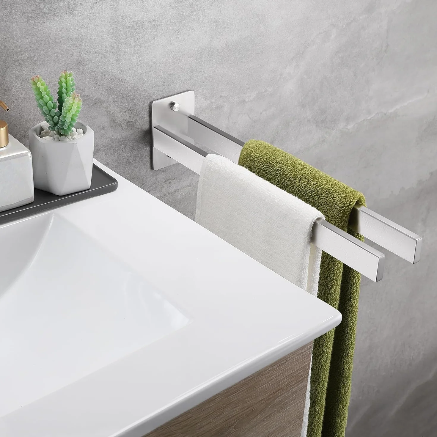 Porta Asciugamani Bagno SUS304 40cm Parete Adesivo Perforato Due Metodi Installazione