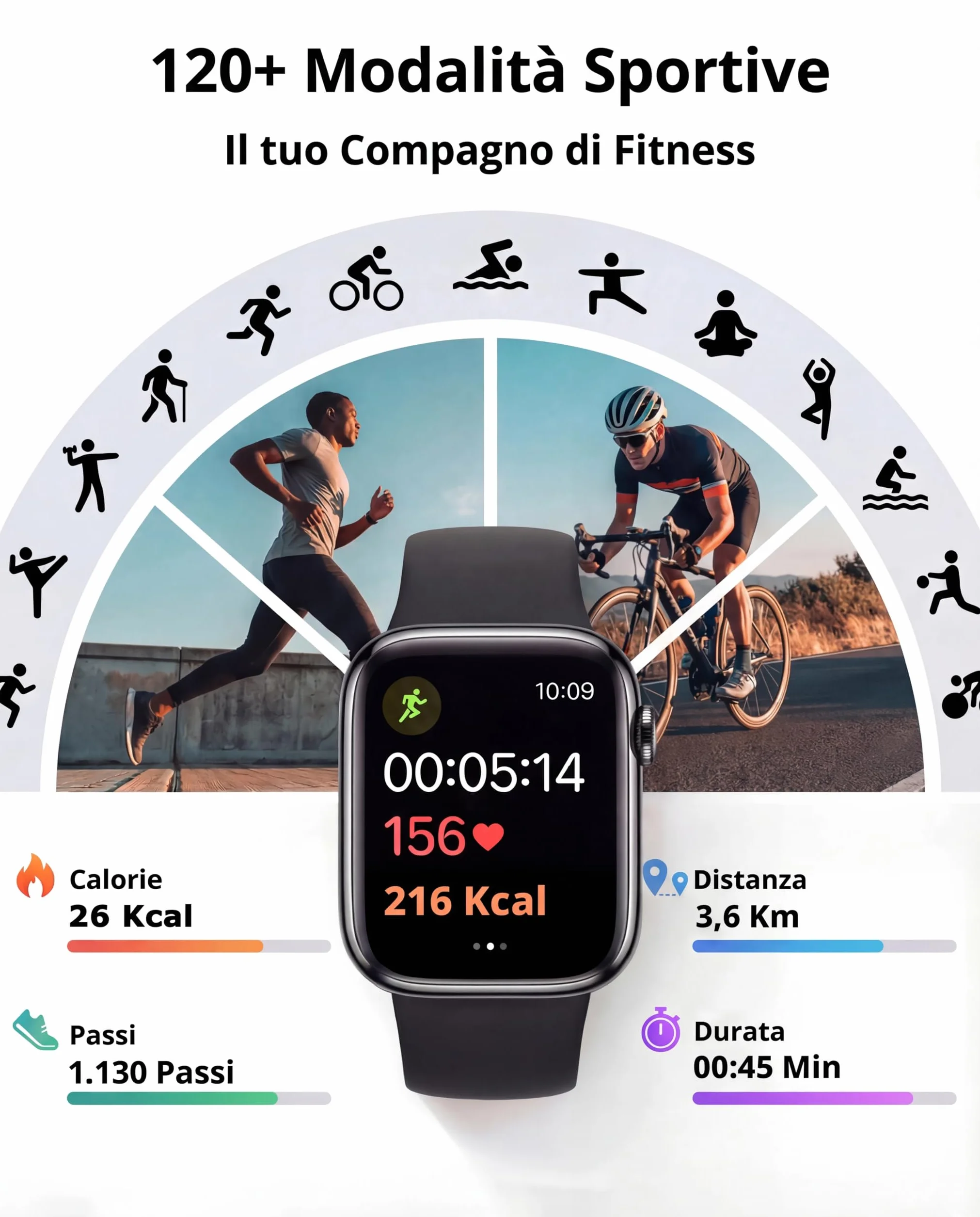 Smartwatch Uomo Donna, 1.83'' Orologio Smart Watch con Chiamata Bluetooth,Pressione Sanguigna/Cardiofrequenzimetro/Sonno,Contapassi,120+ Modalità Sportive,Impermeabile IP68 Fitness Tracker Android iOS