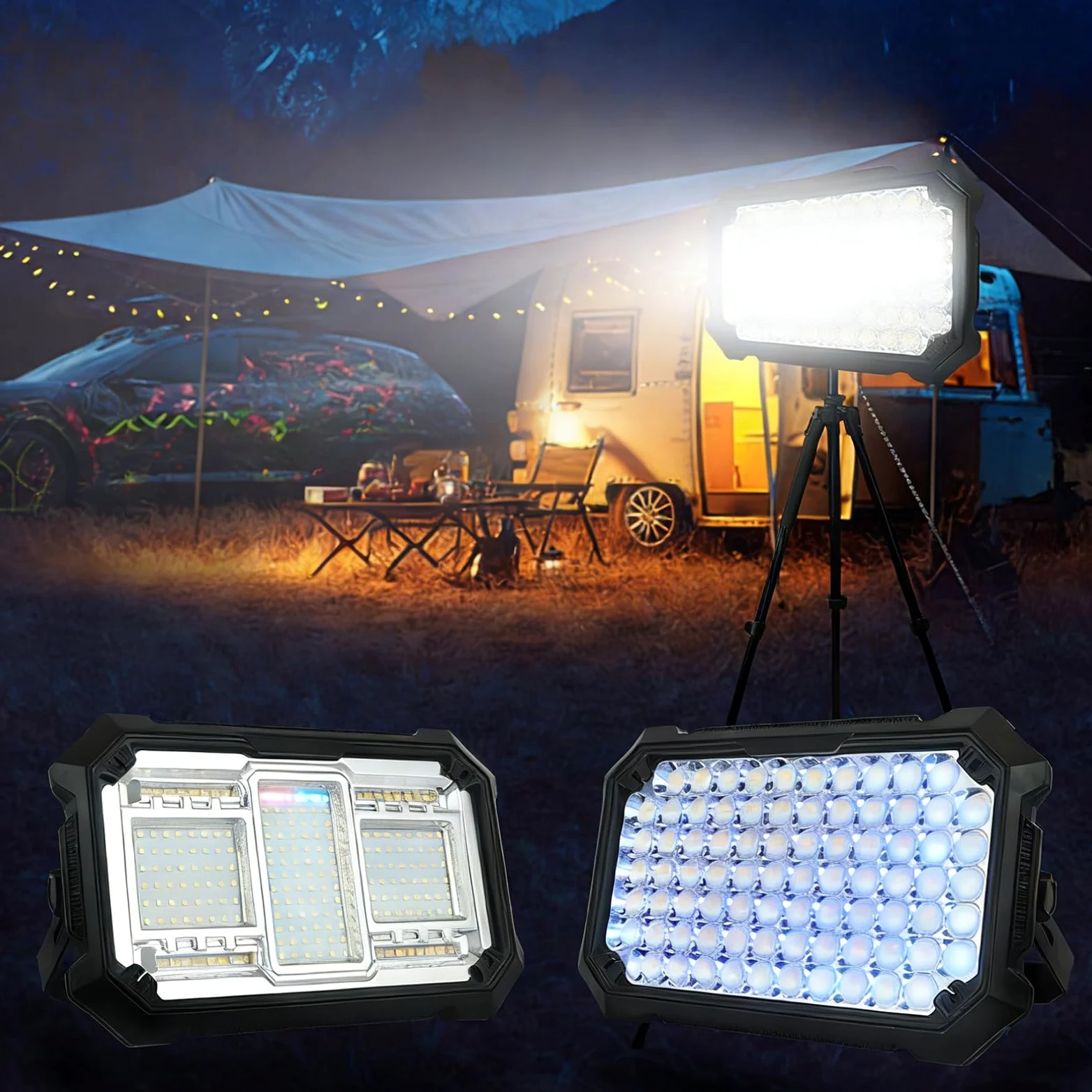 Torcia elettrica di ricarica solare IP68 con fascio regolabile e maniglia pieghevole per lampada di luminosità regolabile all'aperto
