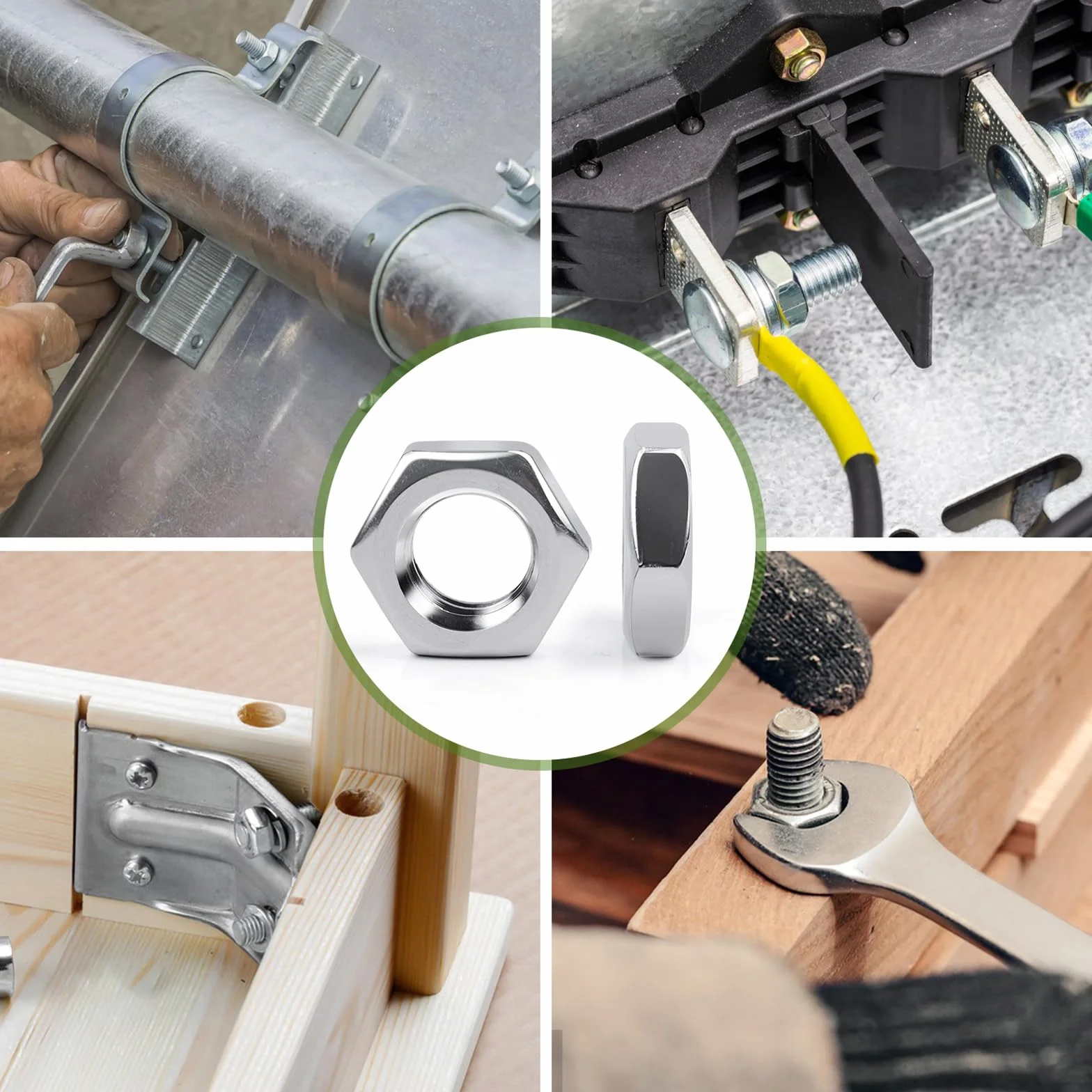 Dadi M4 esagonali in acciaio inox DIN439 A2 V2A forma bassa 50 pezzi
