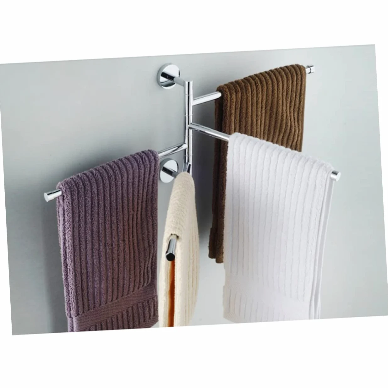 Porta Asciugamani Girevole in Acciaio Inox per Bagno e Cucina | Argento, Resistente alla Ruggine, Salvaspazio, Accessori Bagno, Lega di Zinco