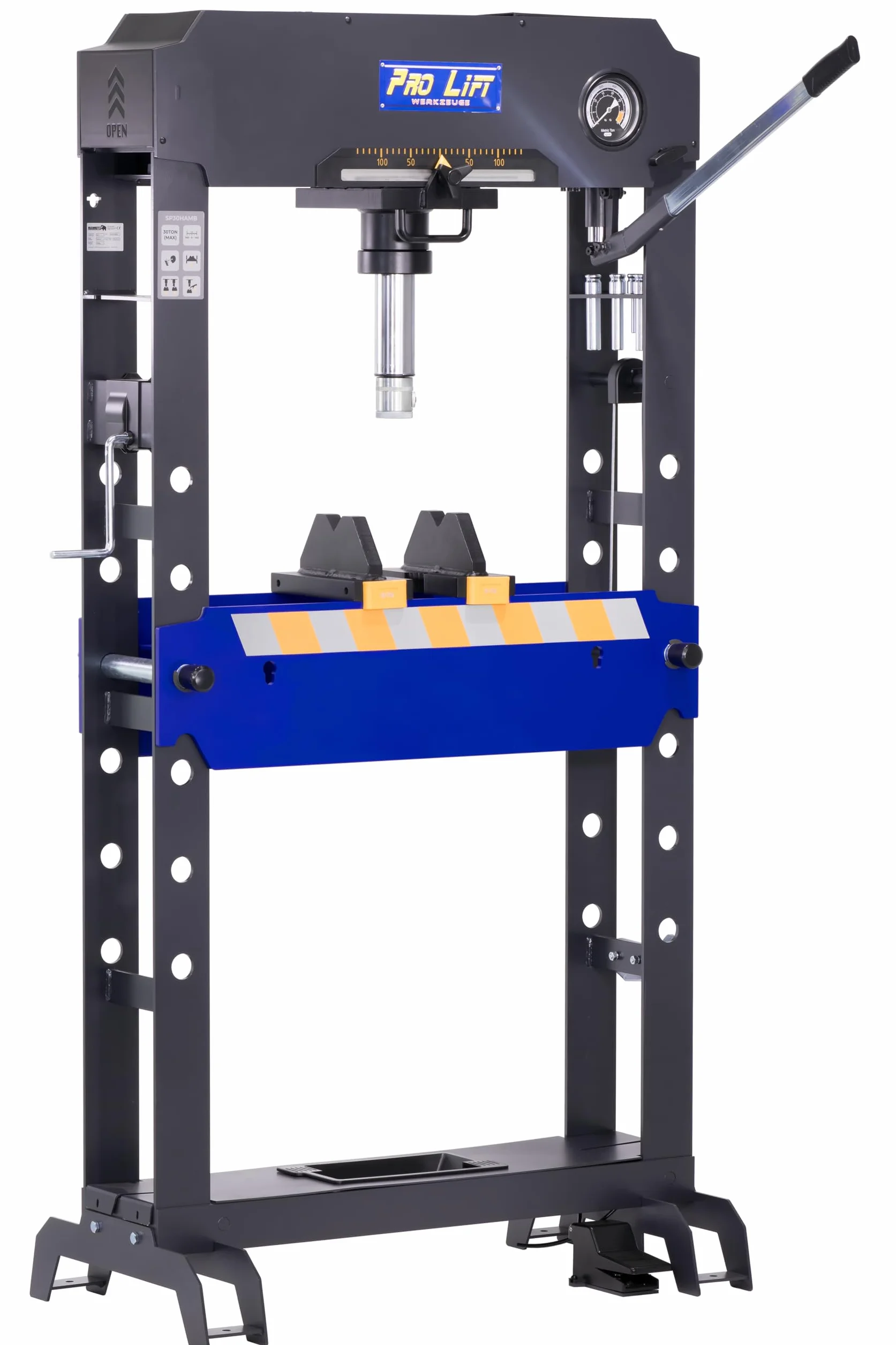 Pressa da officina manuale + pneumatica 30t 00012 750 mm extra larga