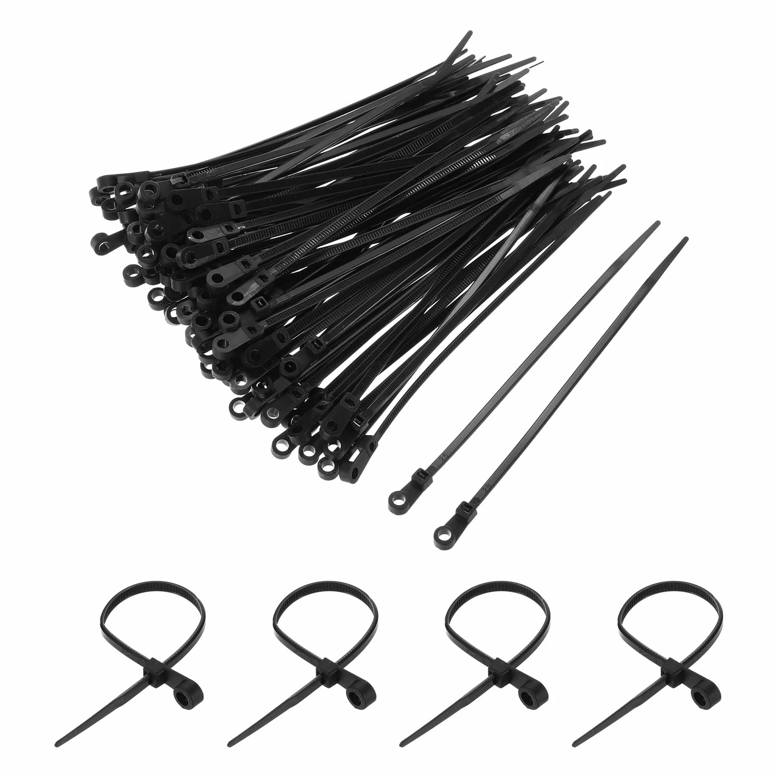 QUARKZMAN 500pz 200mm/8" 40 Lbs Montaggio Testa Cavo Cerniera Fascette Autobloccante Lungo Nylon Cavo Fascetta 3,6mm/0,14" Fascette per Cavi Gestione Nero