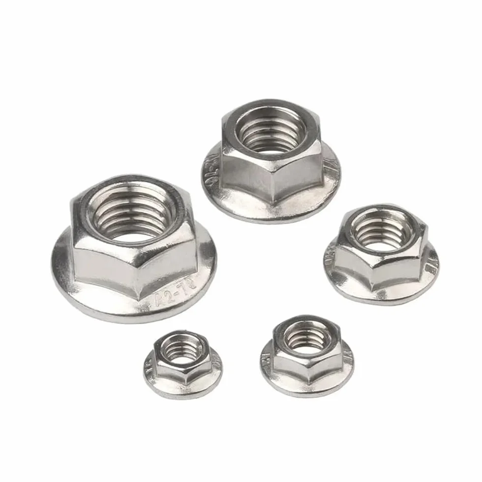 Dado flangiato esagonale M2.5-M20 acciaio inossidabile 304, dado di bloccaggio dentellato M10x1.25 Fine 5 pezzi