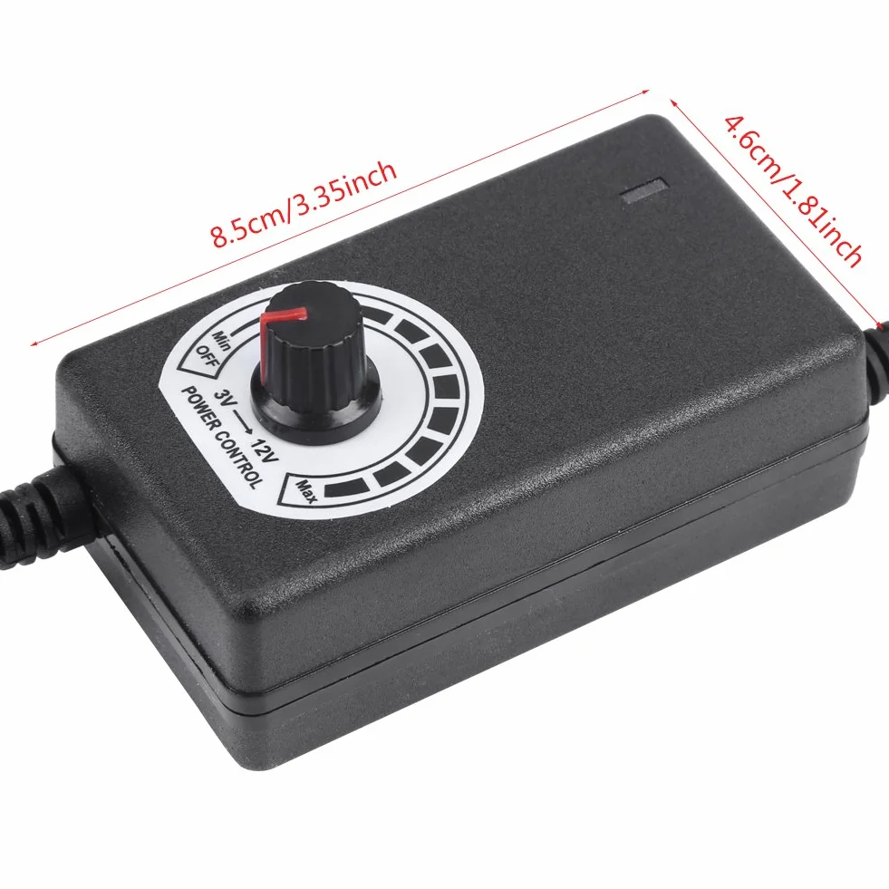 Adattatore AC a DC 3-12 V 2A Regolatore di Velocità Motore Alimentatore Regolabile con Spina Americana
