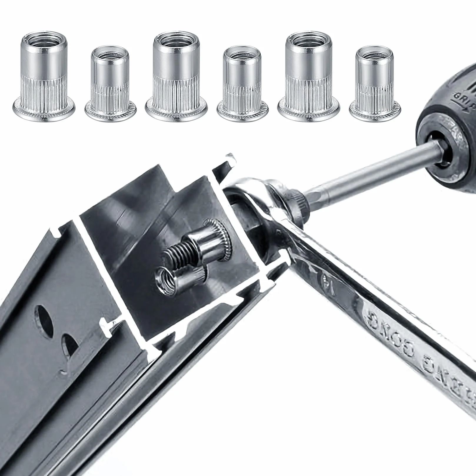 Dadi Rivetti Filettati M5 Acciaio Inox, Inserti Filettati per Legno e Auto 60 Pezzi