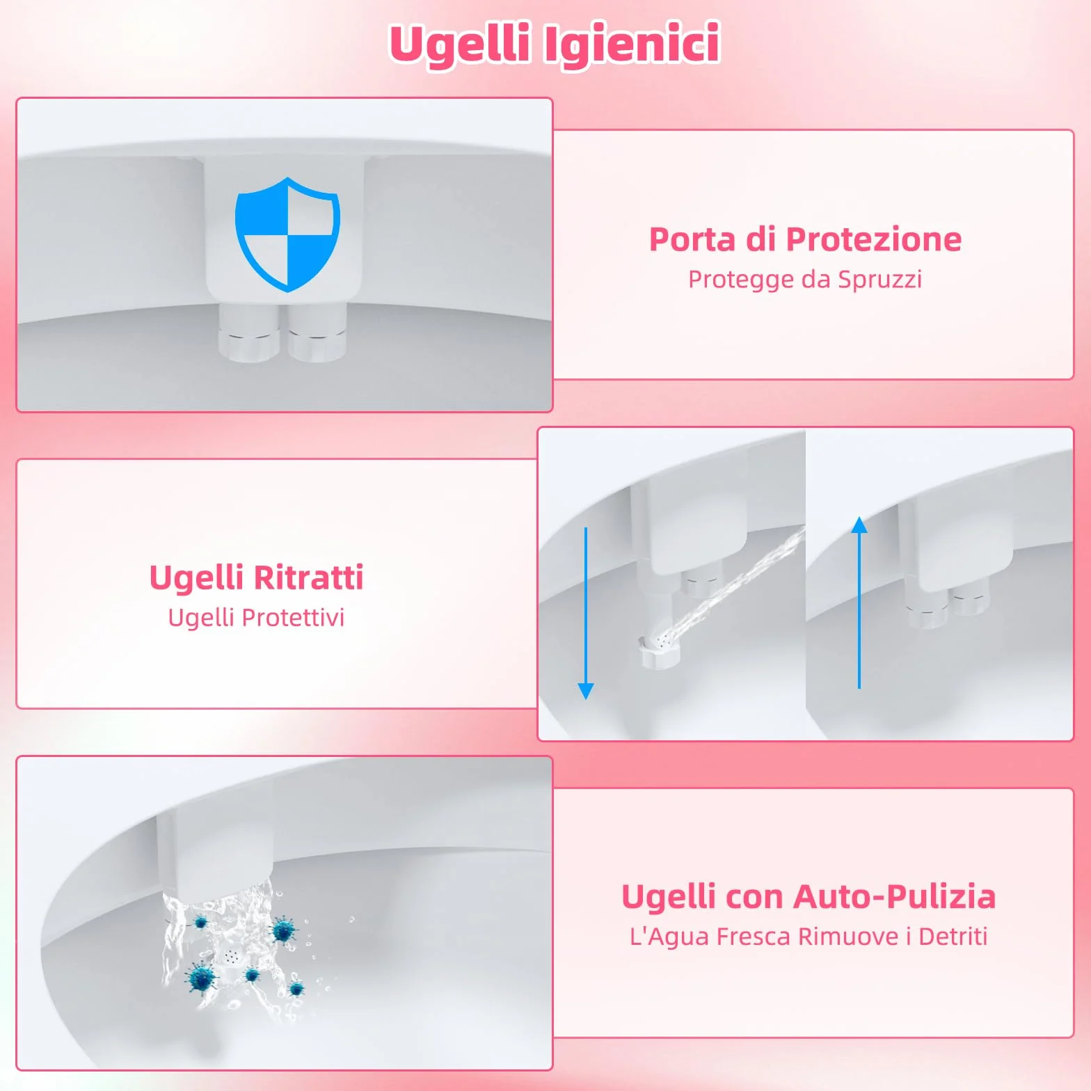Hibbent Bidet WC Doccia Toilette autopulente pulizia ugello caldo freddo non-electric meccanico sedile pressione acqua regolabile T-Adattatore 3/8