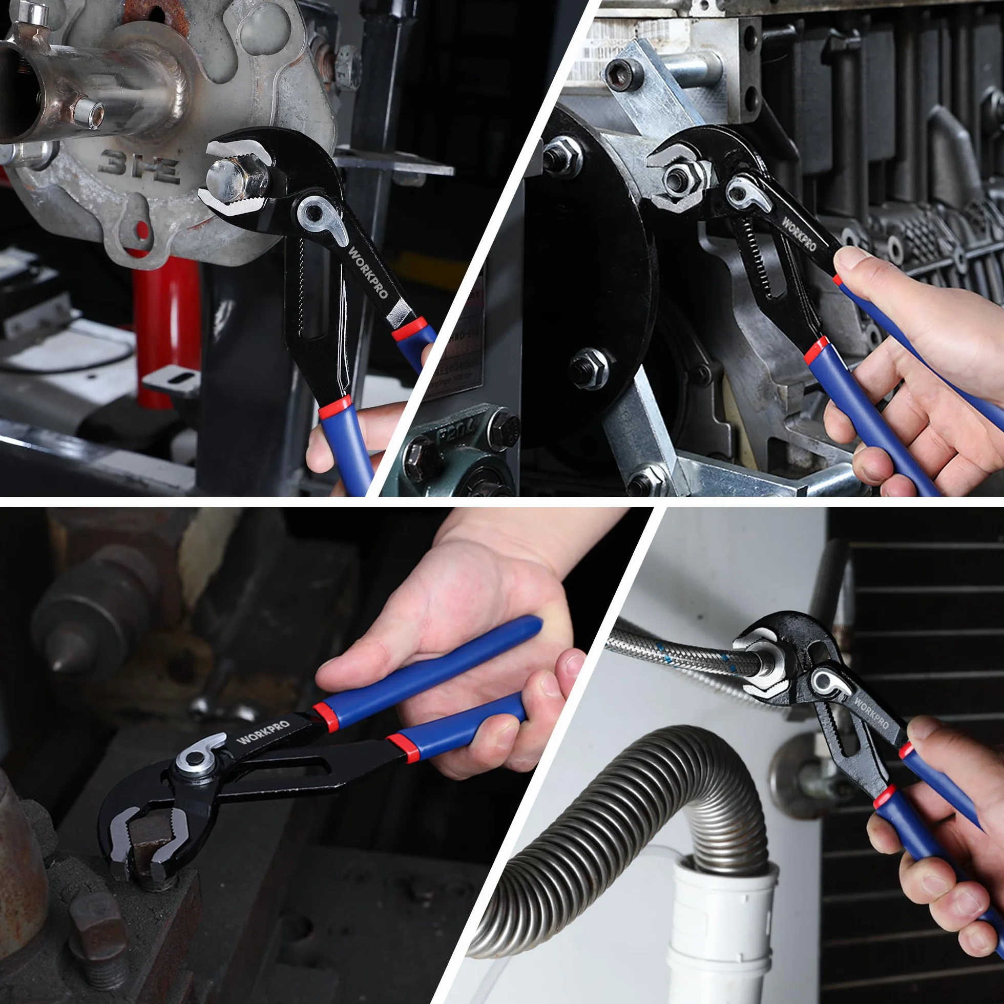 WORKPRO Pinze Regolabili per Tubi e Dadi 2 Pezzi, 200mm e 250mm