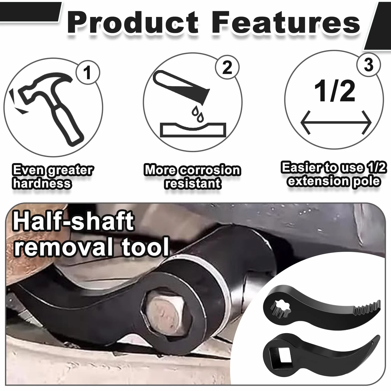 Piede di Porco Wrench Adapter 1/2 Pollice - Resistente alla Ruggine Multifunzionale per Riparazioni Auto