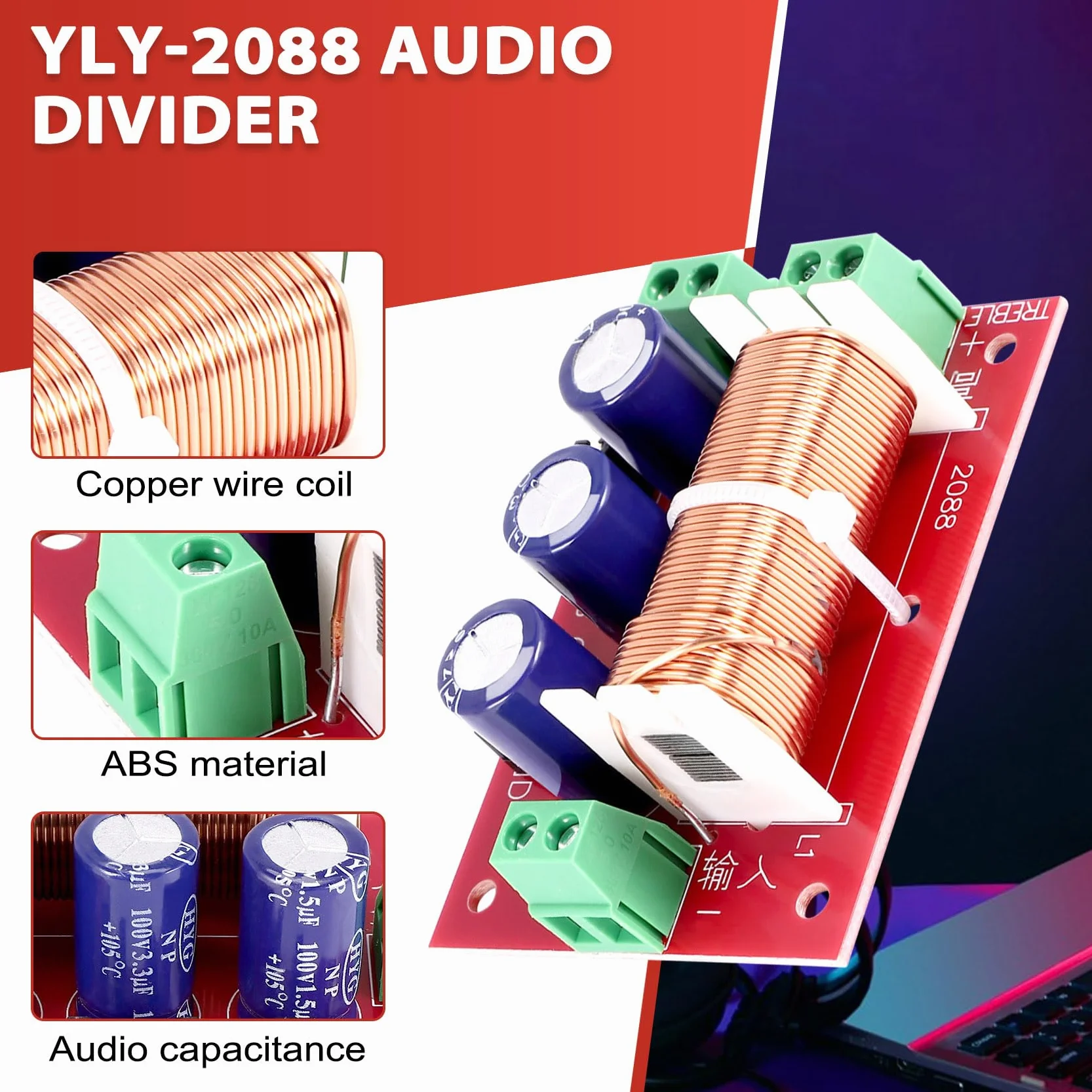 YLY-2088 Audio Frequenza Divisore 400W Regolabile 2 vie Crossover Filtri Gamma Alto Basso Frequenza Divisore