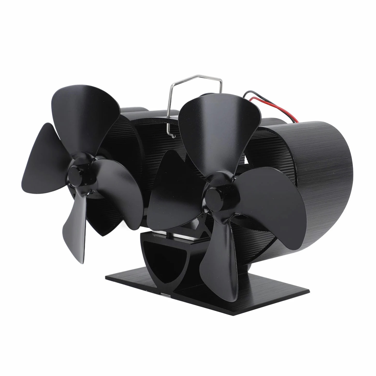 SIXRUN Ventilatore per Stufa Ventilatore per Stufa a Legna Alimentato a Calore Lega di Alluminio 4 Pale Ventola di Ricambio a Doppia Testa per a Cherosene a Legna Camino Riscaldamento Domestico