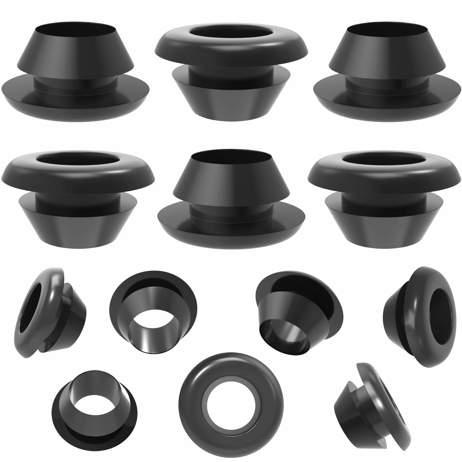 Gommino Passacavi in Gomma 10mm 40 Pezzi Nero per Proteggere Fili Cavi