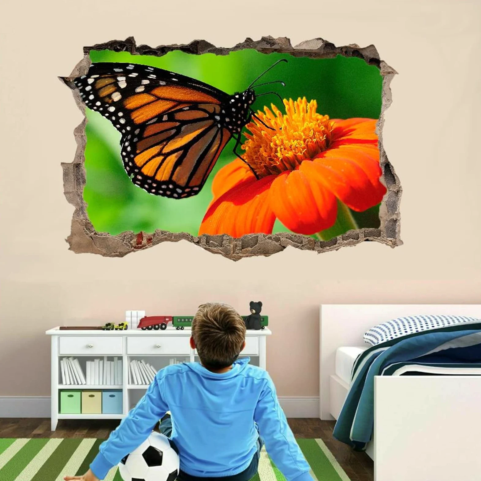 Decorazione Da Parete 3D, Farfalla Stanza Delle Autoadesivo Della Parete Smontabile Fiore Decalcomanie Per Camera Da Letto Per Bambini Nursery Decorazioni Per Matrimoni Regalo 75x113cm