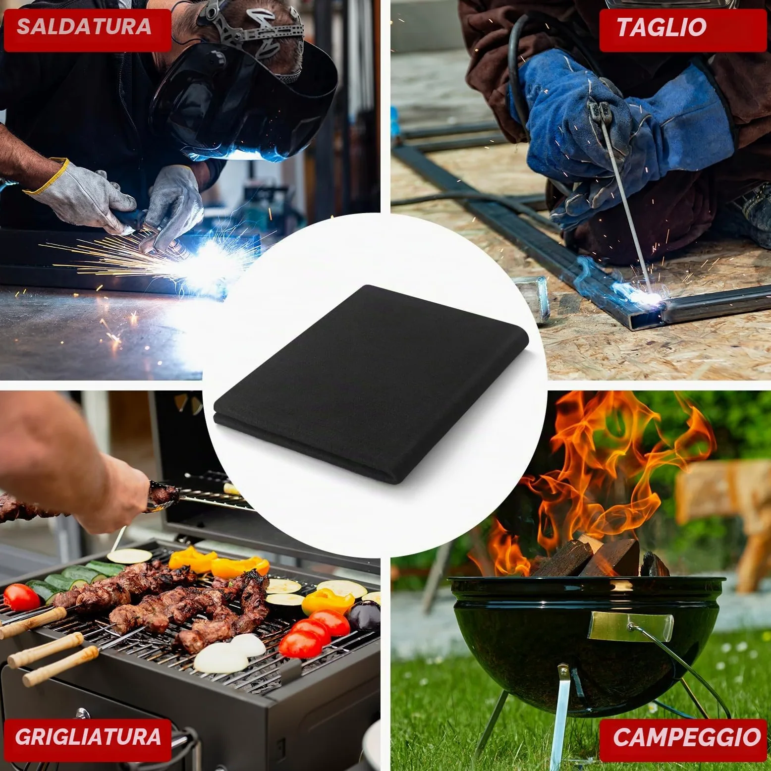Feltro in fibra di carbonio Saldatura Coperte, tappeto ignifugo per camino, coperta antincendio, resiste alle alte temperature, protegge da scintille, schizzi e scorie, tessuto ignifugo (90 x 120 cm)