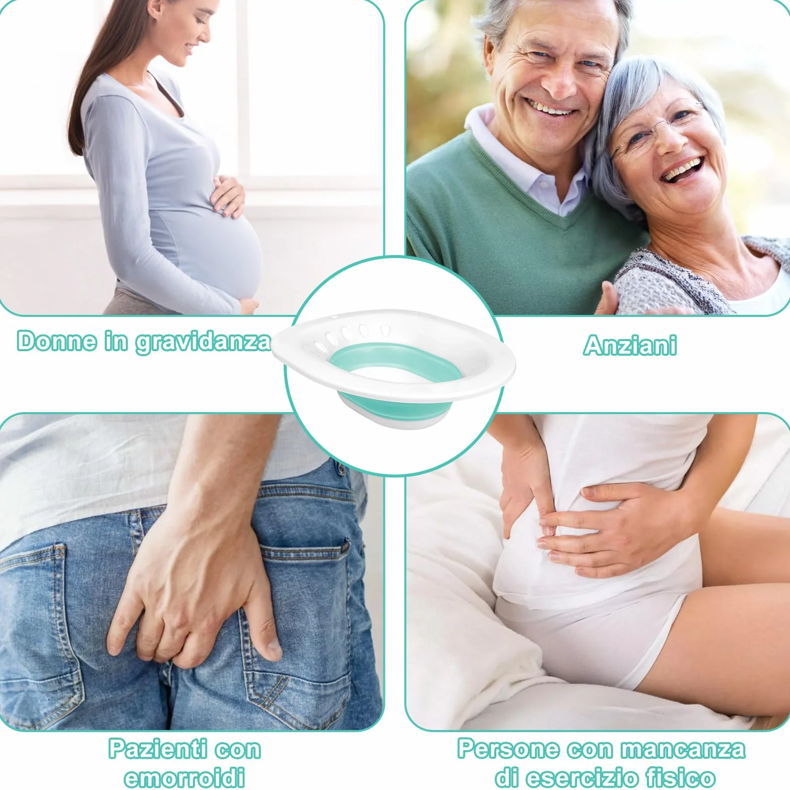 Bidet Portatile per WC per Emorroidi Vasca da Bagno Pieghevole Sedile Donne Incinte Anziani Verde