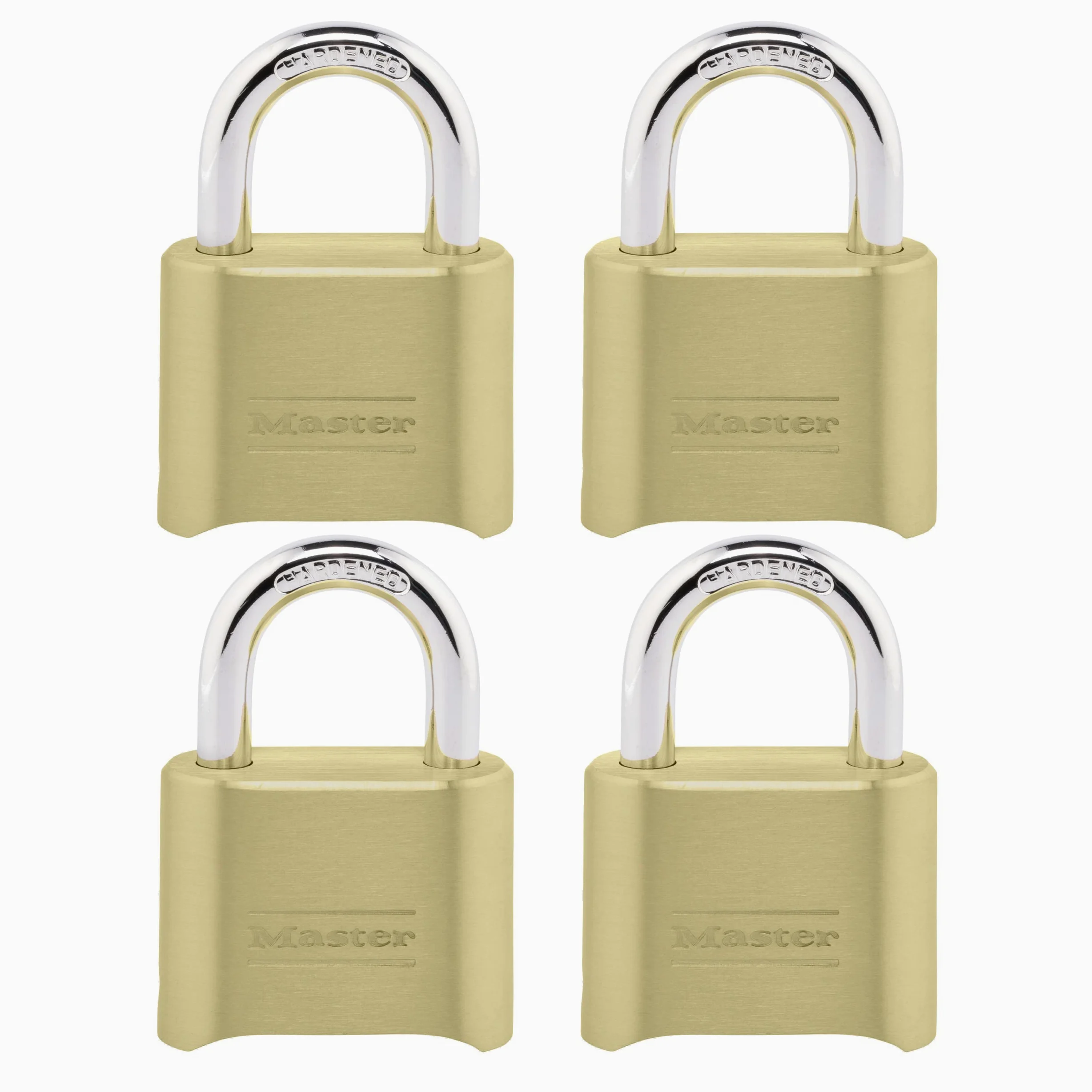 Master Lock Lucchetti a combinazione 175EC4, 4 pezzi, oro, confezione da 4