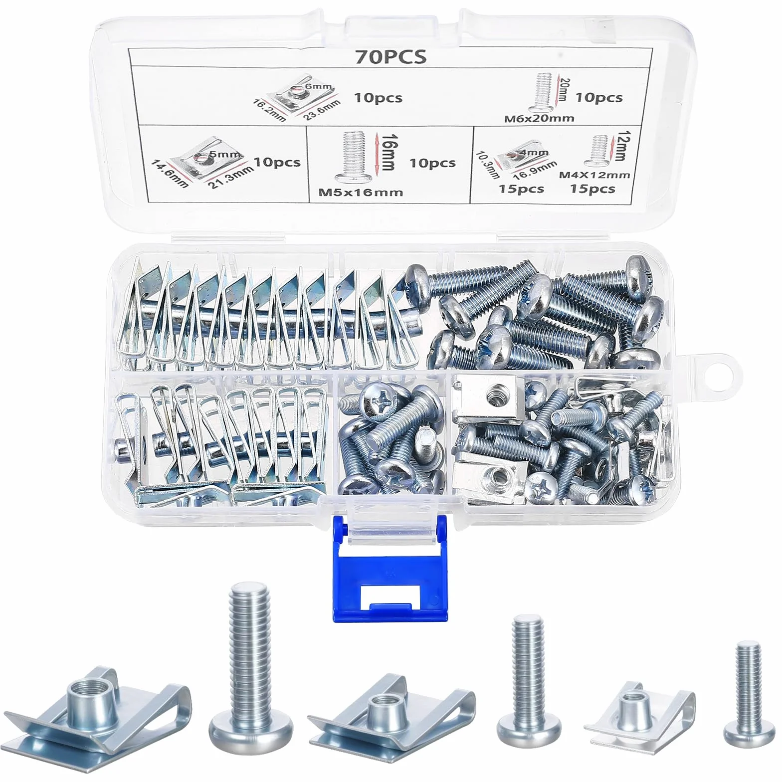 70 Pz U Clip Fissaggio Auto M4 M5 M6 Dadi a Clip a U Viti Autofilettanti Kit Clip per Carrozzeria