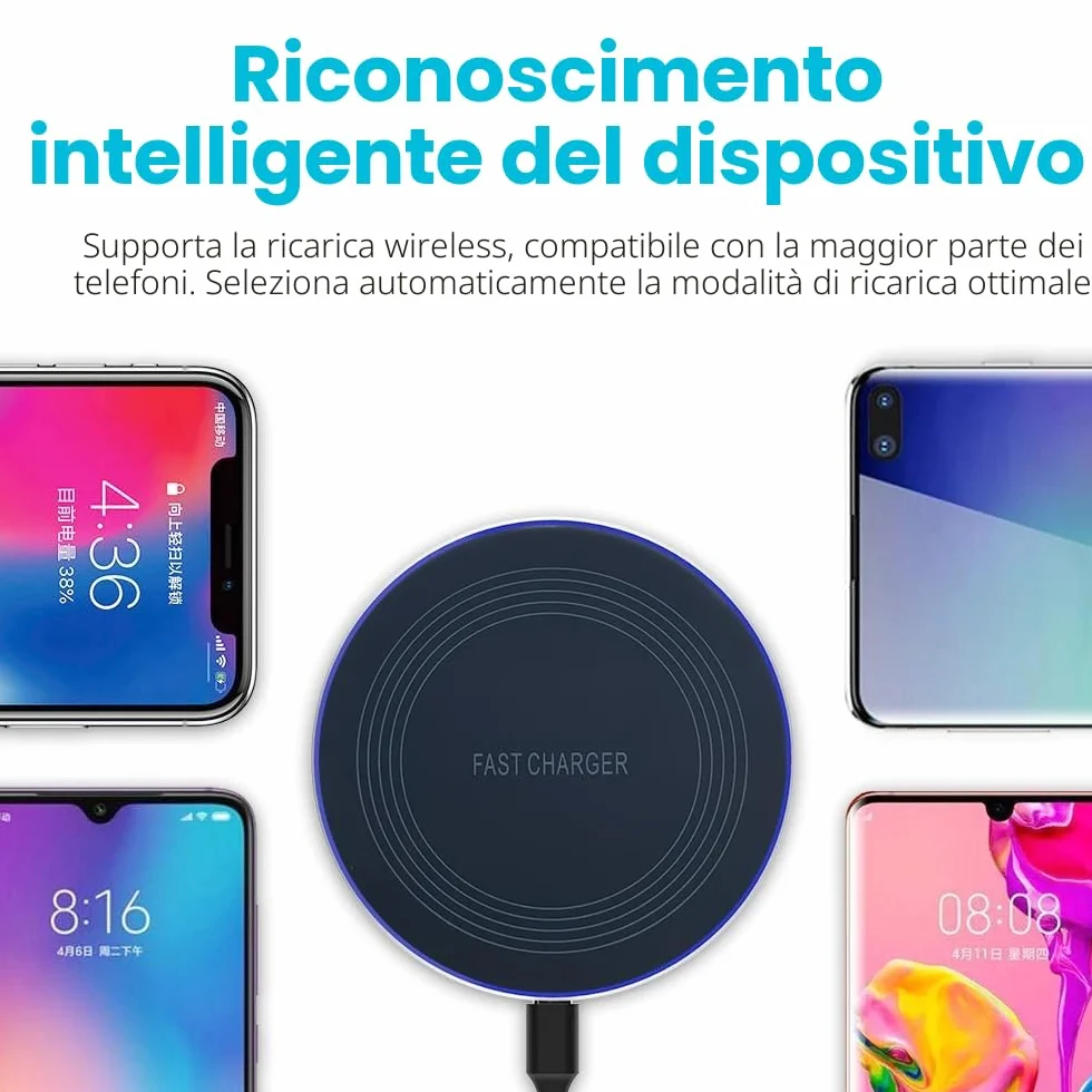 Caricatore Wireless Charger, 20W Max Caricatore Senza Fili Portatile Rapida Caricabatterie Wireless per Apple iPhone 16/15/14/13/12/11/SE/X/8, Caricatore per Samsung Galaxy S23 S22 S21, Pixel, Huawei