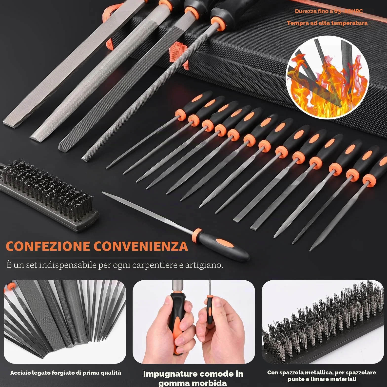 Lime Metallo Set di 19 Lime Professionali Punta Piatta Raspa Semitonda Rotonda Triangolare Quadrata T12