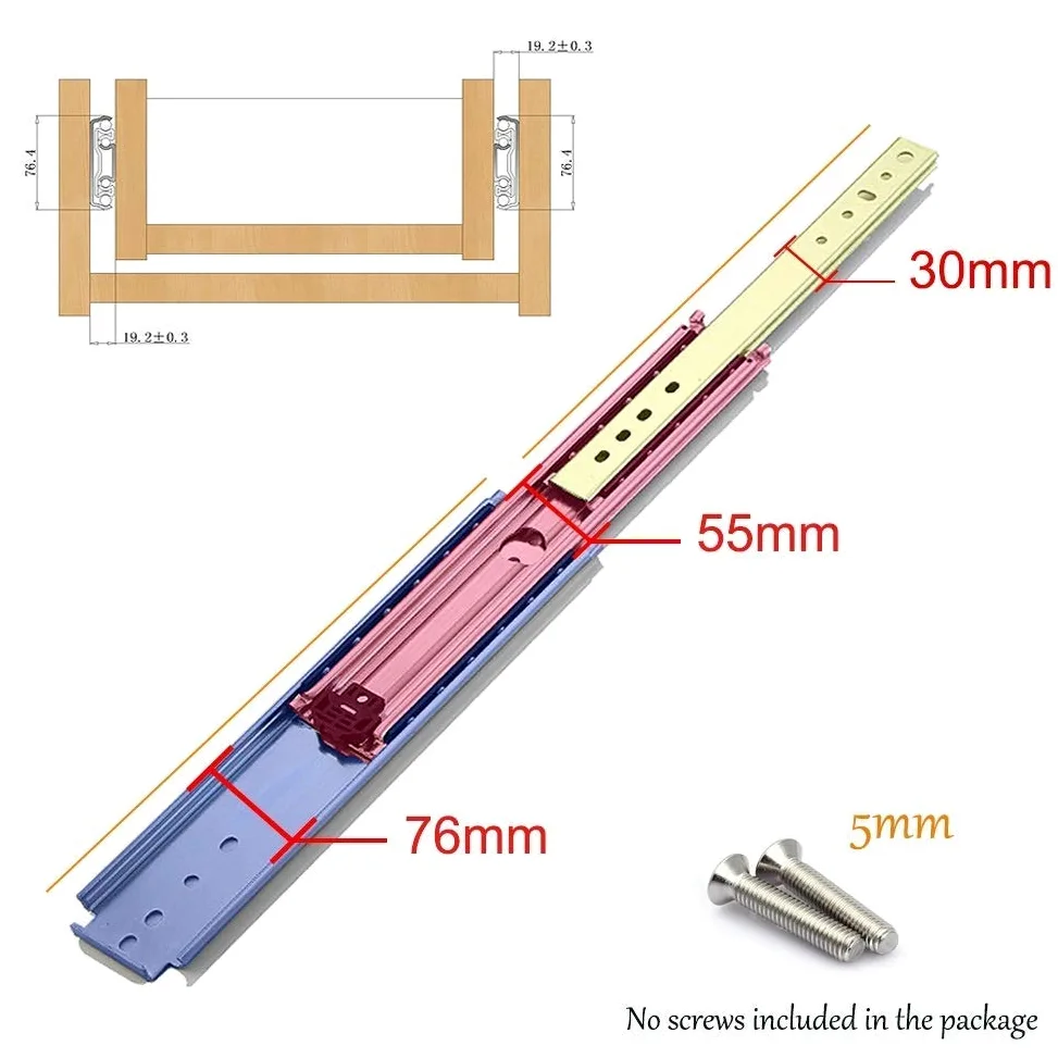 Guide per cassetti Guida per cassetti Push to Open Guide per cassetti Guide per cassetti ad Estrazione Totale Guida per carichi Pesanti 3 Pieghe Metallo capacità di carico 220 Kg/Argento/800