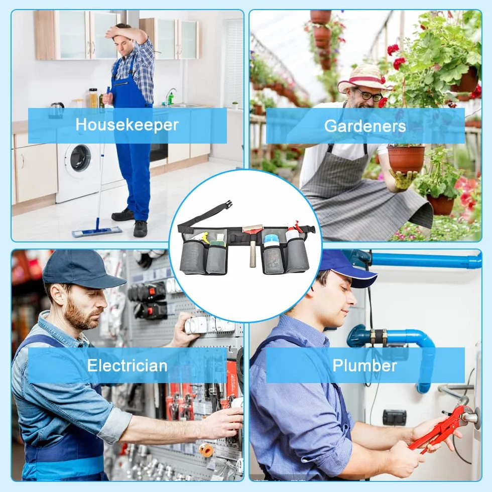 Cintura da Lavoro Porta Attrezzi Regolabile per Giardinaggio e Fai da Te 73-126cm