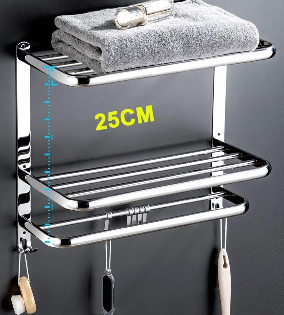Portasciugamani Mensola da Bagno a Parete Realizzata con portasciugamani, mensole da Bagno mensole da Cucina Bagno argento/argento/50 cm