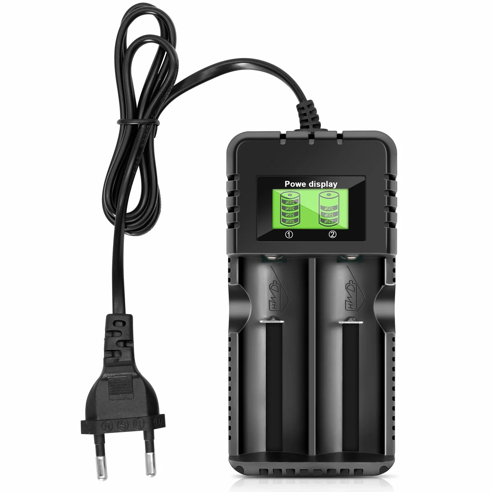 Caricatore per batteria 18650, caricabatterie intelligente agli ioni di litio con display LCD: caricatore rapido 2 in 1 per batterie da 3,7V - compatibile universalmente con 26650, 18650