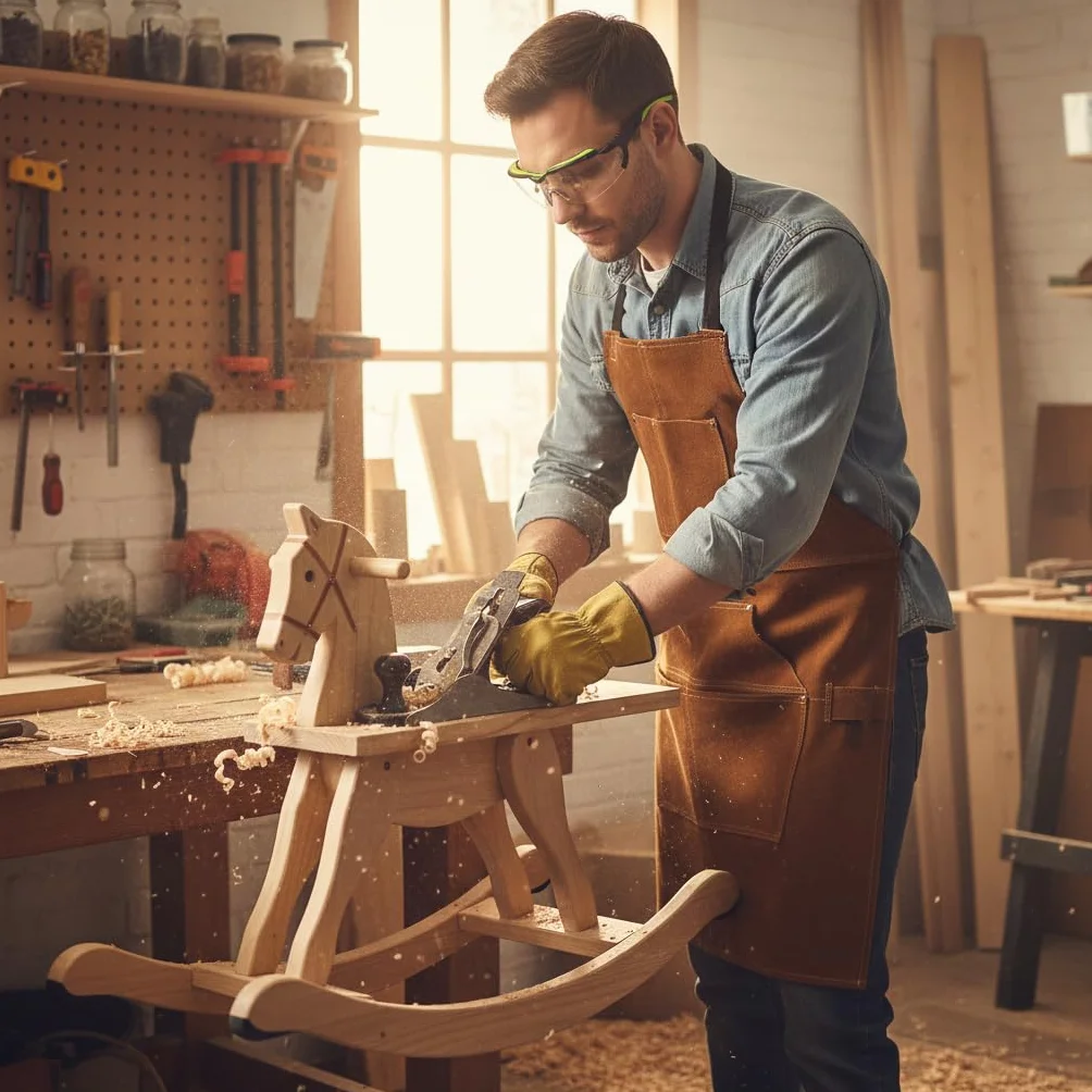 BWOLF SMITH Grembiule Saldatore in Pelle per Lavoro di Legno | Grembiule per Falegname con 6 Tasche | Grembiule per Saldatura e Resistente | Resistente al Calore | Regolabile