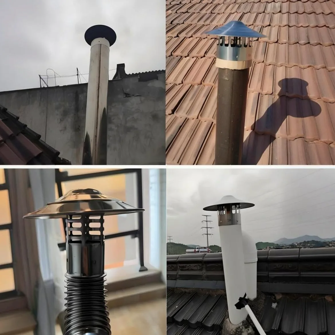 Comignolo Antivento Antipioggia, Cappello Per Ventilazione Camino 110mm-200mm Cappello Scarico Fumi Stufa, Per Camino Conico Cappa Terminale Canna Fumaria(200mm/8in)
