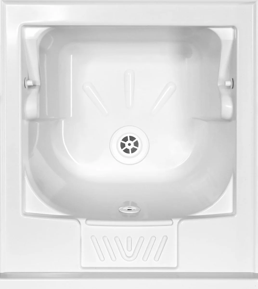 Lavatoio Lavapanni in Resina PP, Bianco, 45x50 Ideale per Ricambio o Installazione su Mobile o Piano da appoggio in Lavanderia o Cucina Incluso di Kit Sifoneria