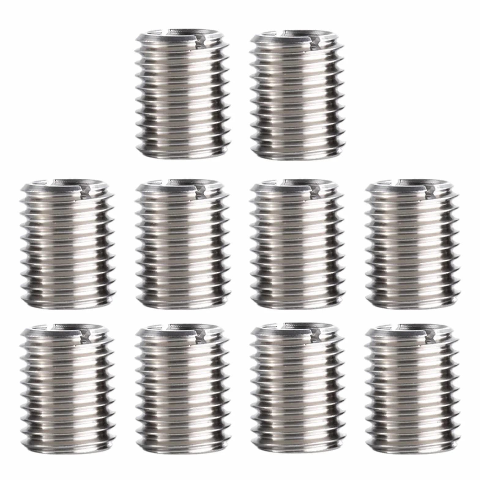 10 Pezzi Inserto Filettato M10 a M8, Boccola Filettata Acciaio Inox 15 mm, Boccola di Filettatura, Dado a Inserimento, Adattatore Filetto e Riduttore Filettato per Riparazione, Montaggio, Mobili