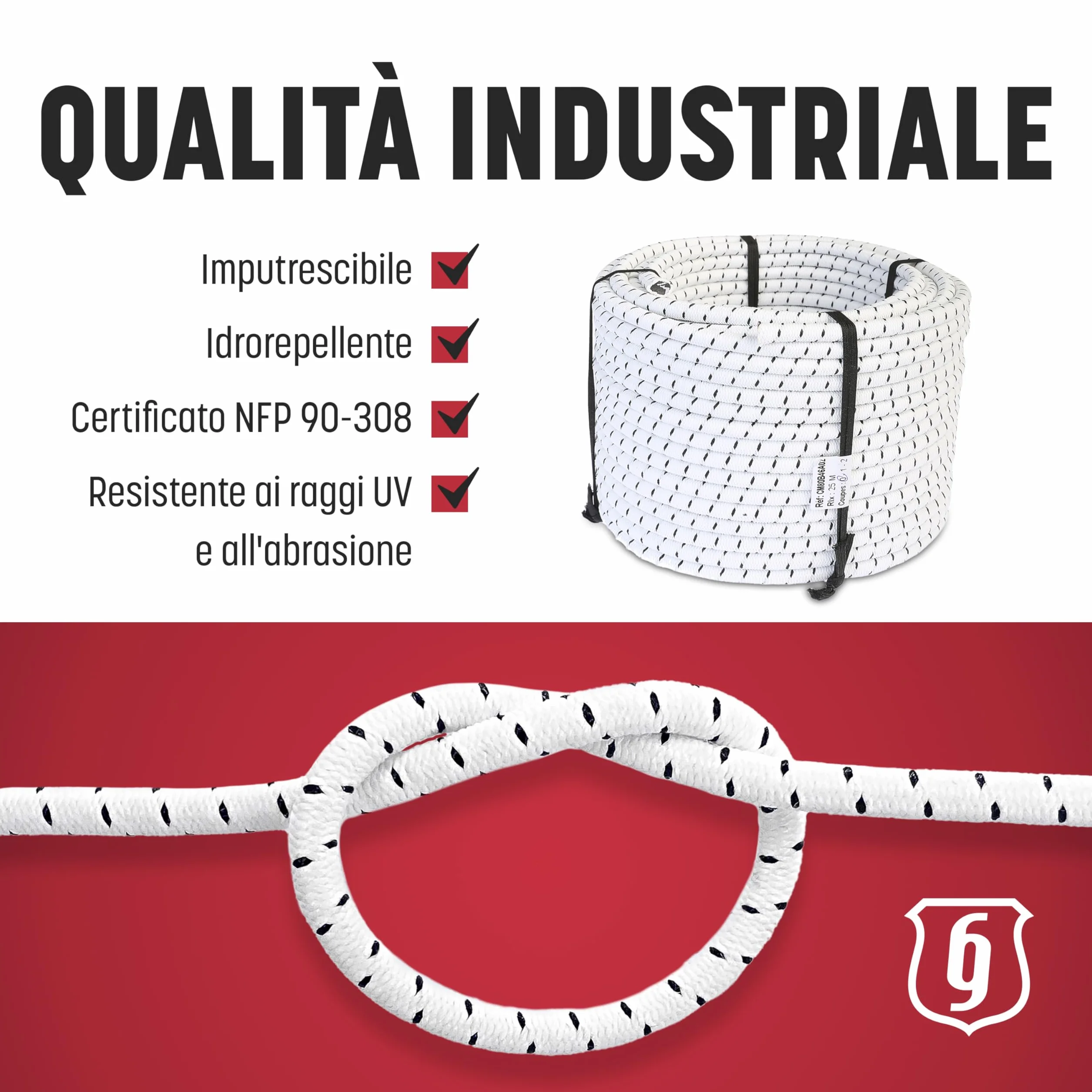 Magma Rotolo di Corda Elastica 25m | Corde Elastiche da 8 mm di Diametro per Pesca, Vela, Campeggio, e Fissaggio Teloni | Extra Forte, Per Interno, Esterno, Giardino e Auto | (Bianco)
