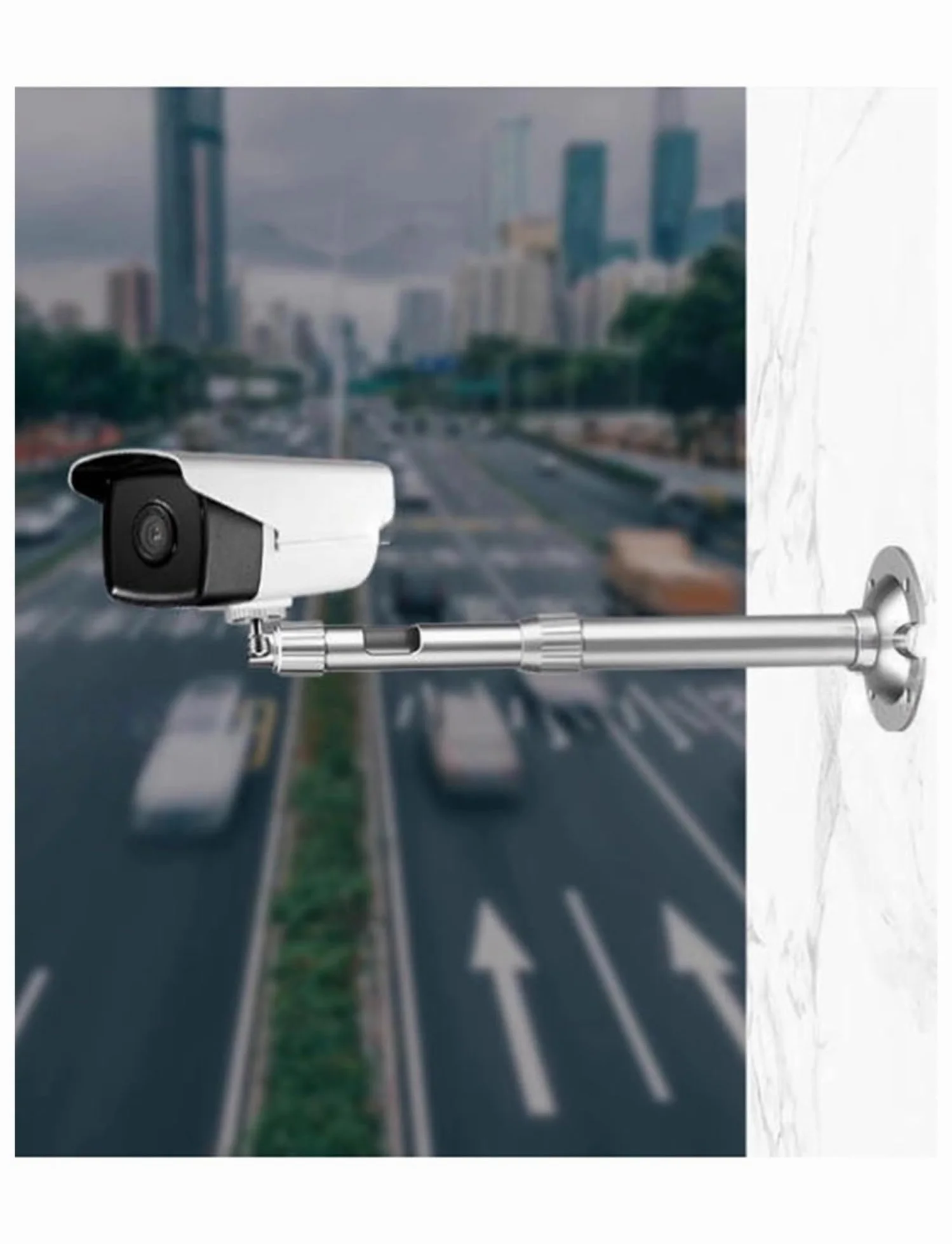 Palo di sorveglianza per Telecamera, Supporto telescopico per palo di Sicurezza per Telecamera, Supporto Regolabile da soffitto/Parete per sorveglianza, Installazione angolare 20-40 cm (7,87