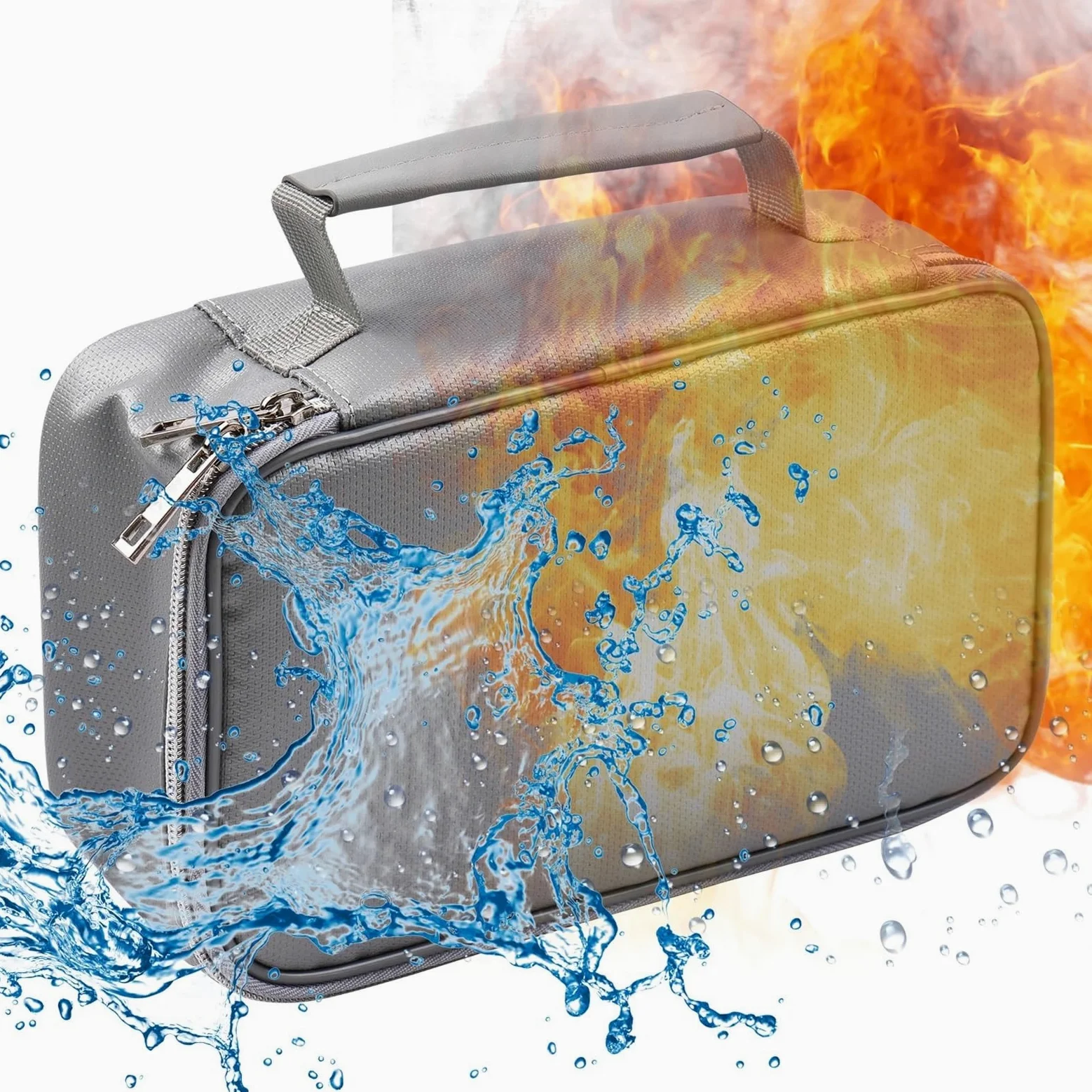 Borsa for Documenti ignifuga Organizer di Sicurezza Chiusura con Cerniera Custodia for Soldi Resistente al Fuoco e all'Acqua Custodia for Carte Multistrato(Black)