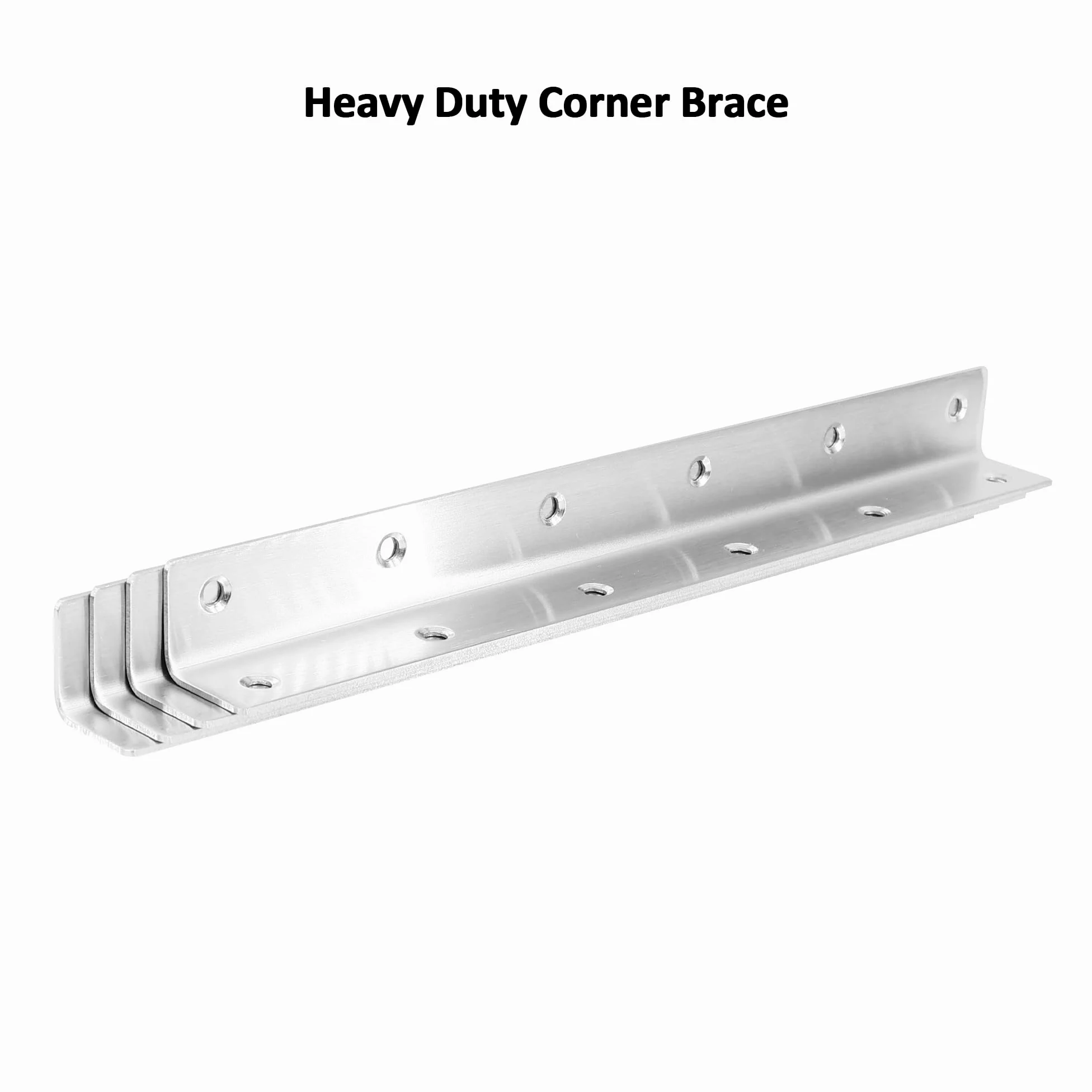 Staffa angolare a L, resistente, confezione da 20 staffe angolari in metallo da 27,4 cm, per mensole, in acciaio inox argento lucido, per legno, lunghezza totale 275 mm