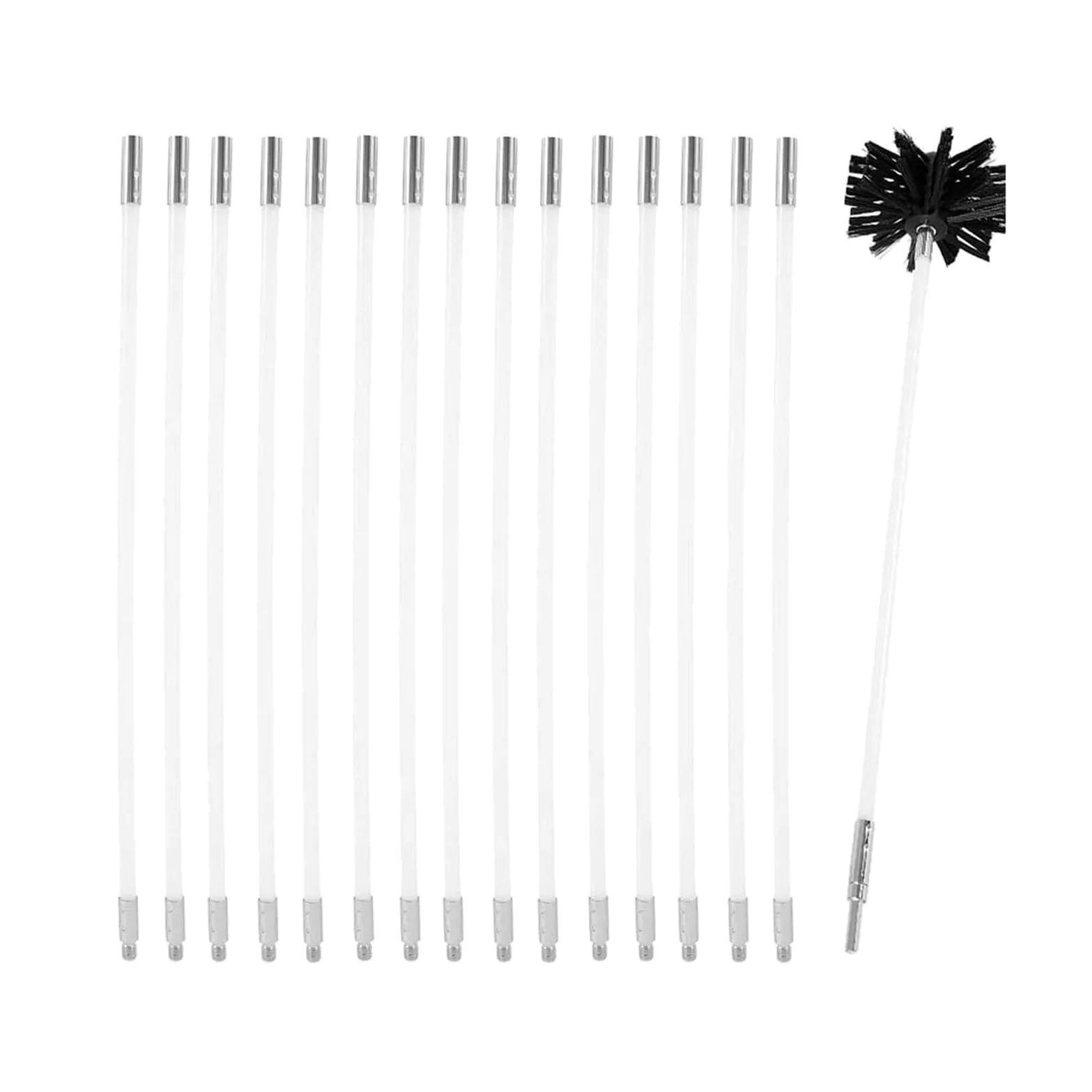 GOUJIAN Kit Spazzola Pulizia Camino, Spazzola Pulizia Camino con 12 Aste Flessibili, 1 Testina Ø100mm E 1 Barra Esagonale for Tubi Caldaia, Tubi Ventilazione Kit Pulizia Camino