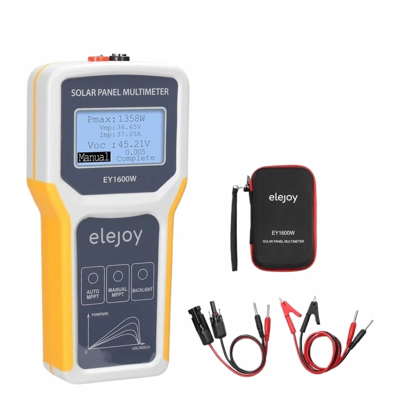 EY1800W/EY1600W/EY800W/EL400B Tester for Pannelli Solari Multimetro for Fotoelettrici Strumento di Rilevamento MPPT Automatico/Manuale Voltmetro,Dati di Misurazione Accurati(2000w)