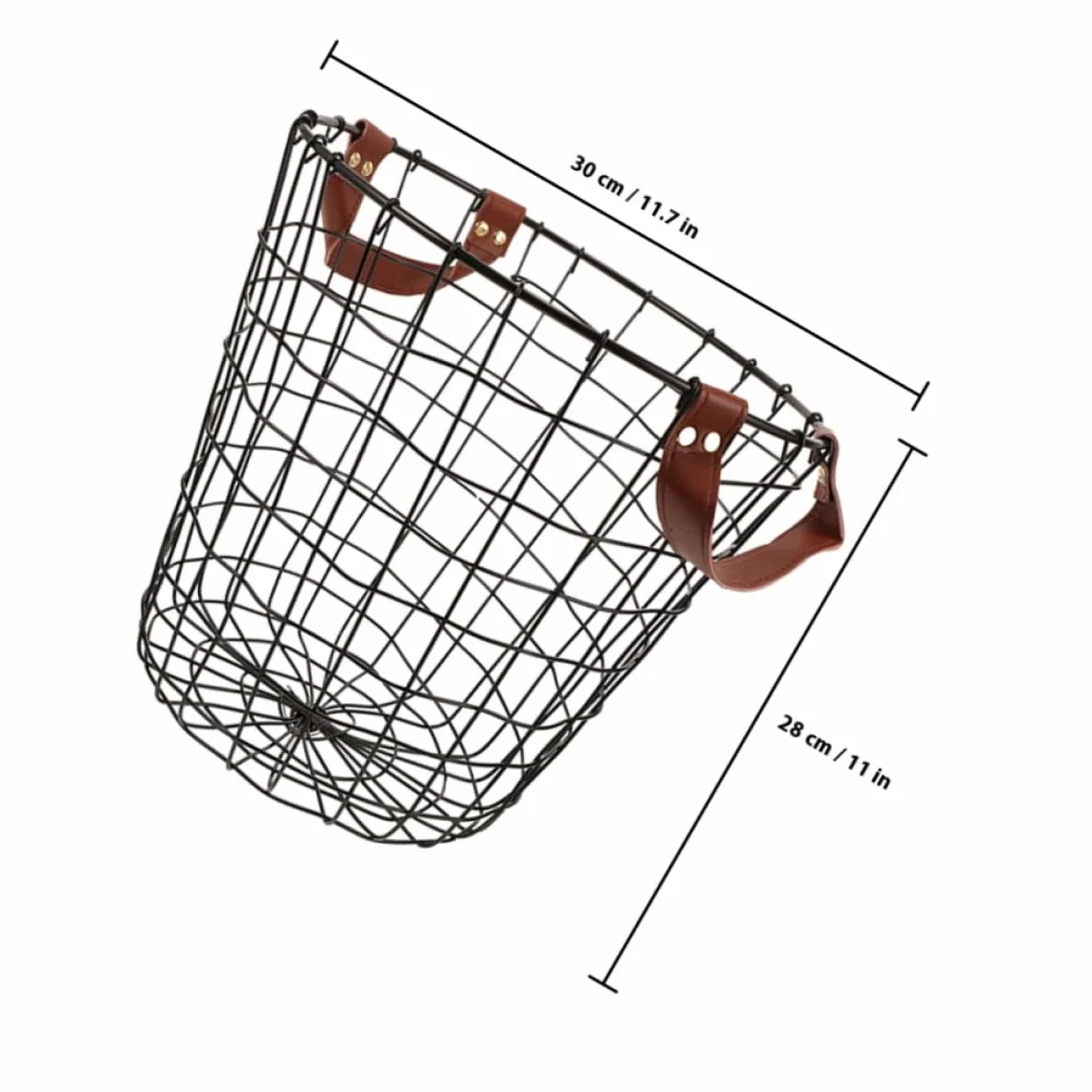 NUOBESTY Cesto Porta Legna in Ferro Robusto con Manico, Grande Cestino Rotondo per Legna da Ardere e Decorazione Rustica, Contenitore Organizer Ventilato per Interni ed Esterni, per