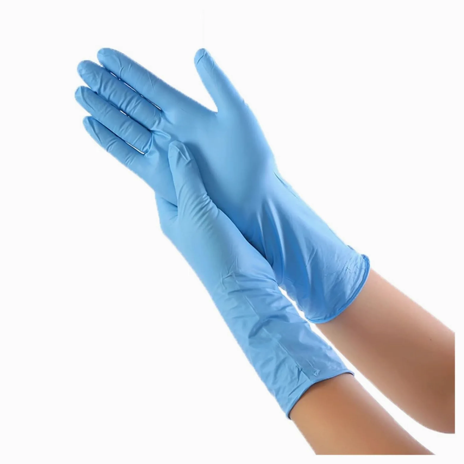 Guanti Cucina 10 paia/pacco Manica Lunga Guanti di Gomma Blu Pulizia Ristorazione Cibo Guanti in Nitrile da 12 pollici Guanti Spessi da 12 pollici(WHITE)