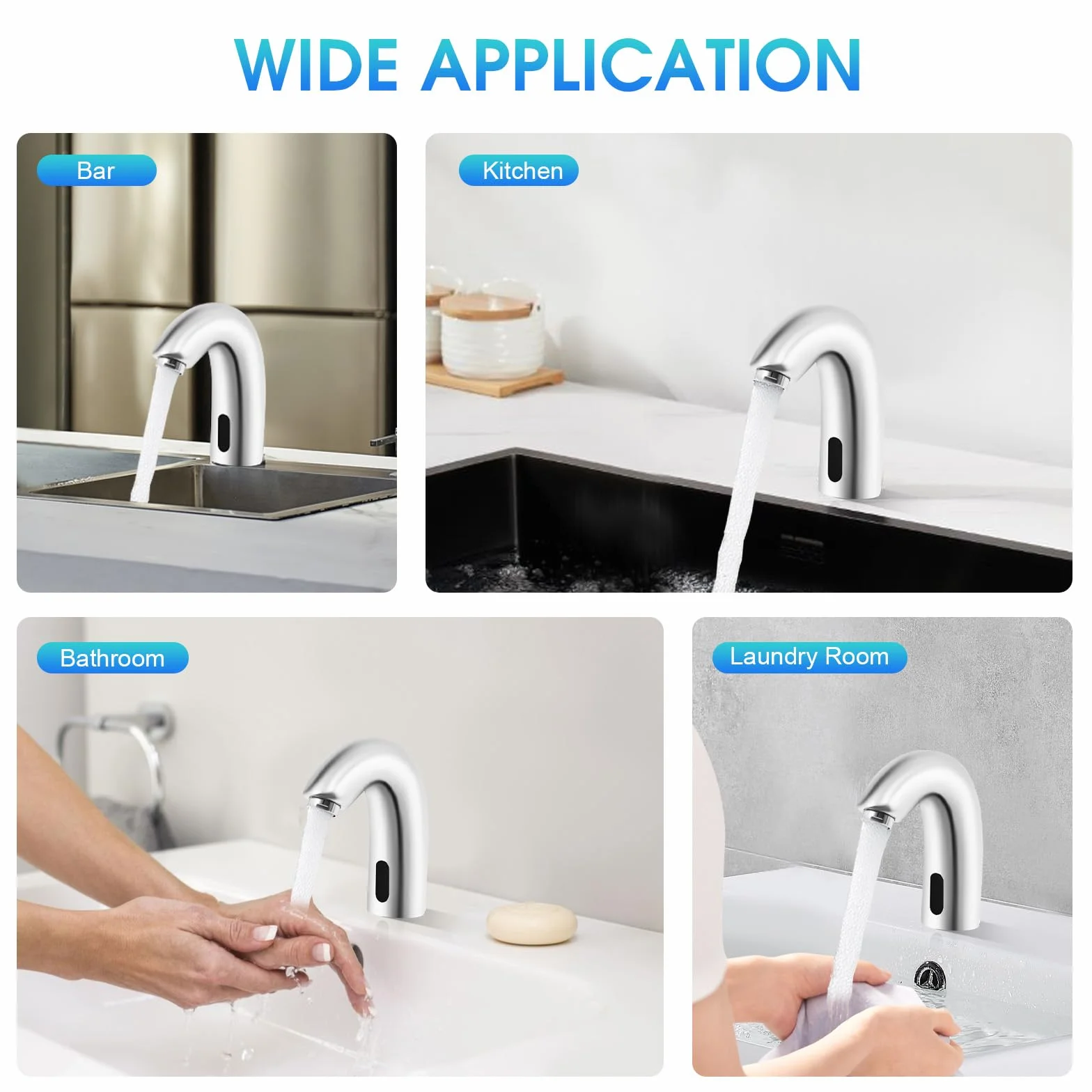 MINRS Rubinetto con sensore a infrarossi miscelatore automatico a induzione per lavabo bagno