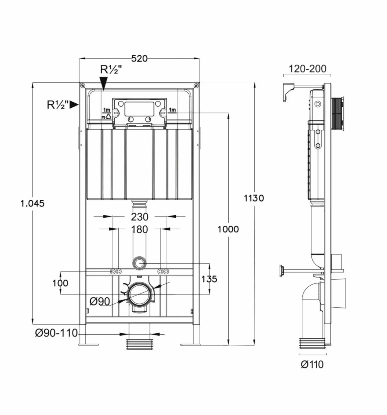 Wc sospeso bianco senza bordo con funzione bidet e rubinetto acqua calda/fredda + sedile in Duroplast Soft Close + WC Slim nascosto telaio 3 in 1 set WC sistema di installazione