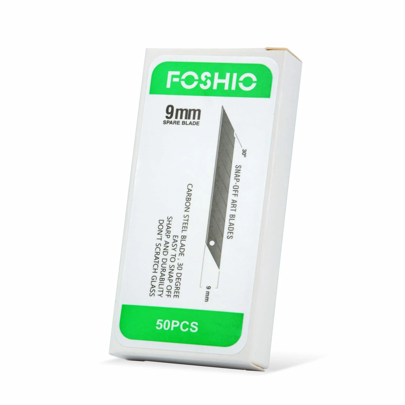 FOSHIO 50 Pezzi 9mm Coltello a 30 Gradi in Acciaio al Carbonio Cutter Lame