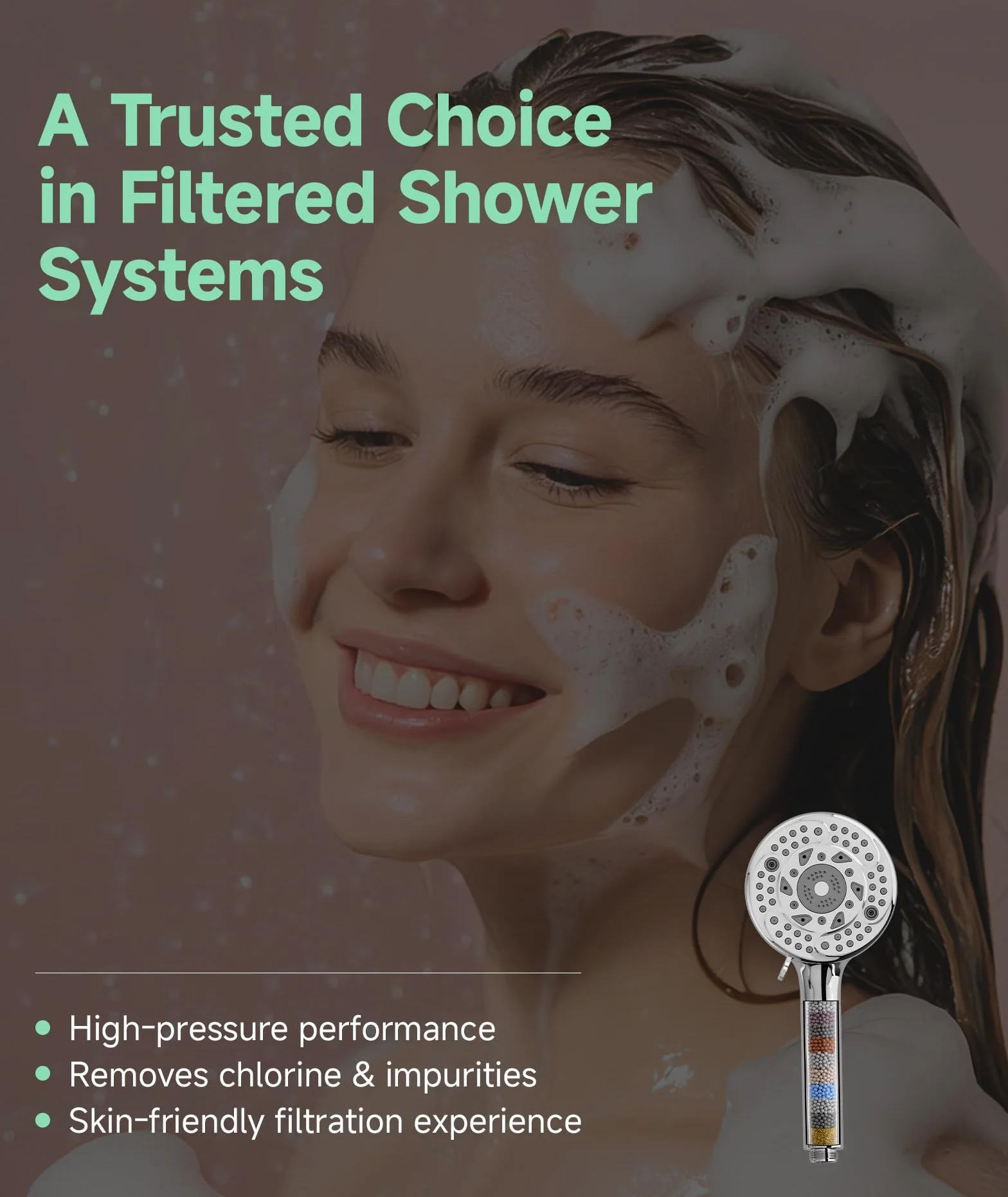 SunCleanse Filtered Shower Head with Handheld, 9-Spray Setting Detachable Showerhead with Filters, Shower Head for Hard Water - Filtered Chlorine, Improve Skin and Hair Texture, Chrome