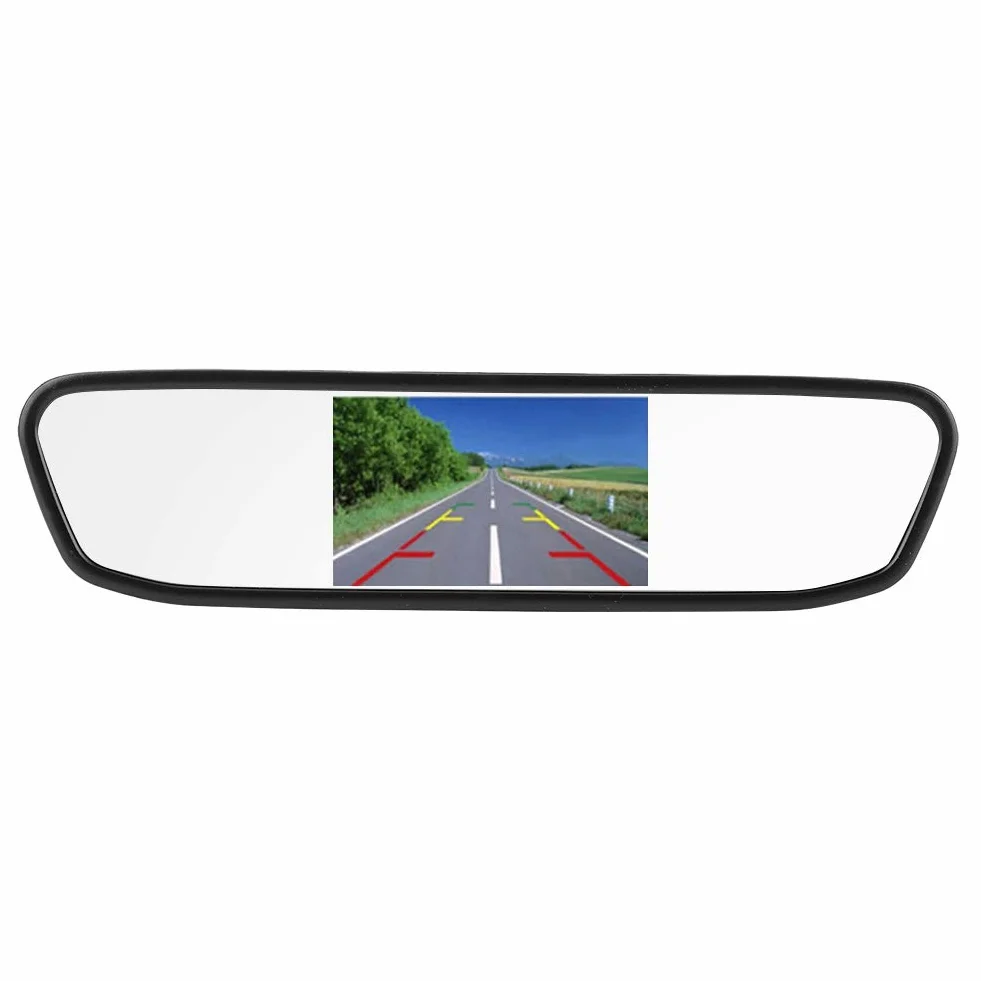 Monitor per Telecamera per Specchietto Retrovisore, Monitor per Specchietto Retrovisore per Auto da 4,3 Pollici Schermo LCD TFT HD Ingresso Video a 2 Canali