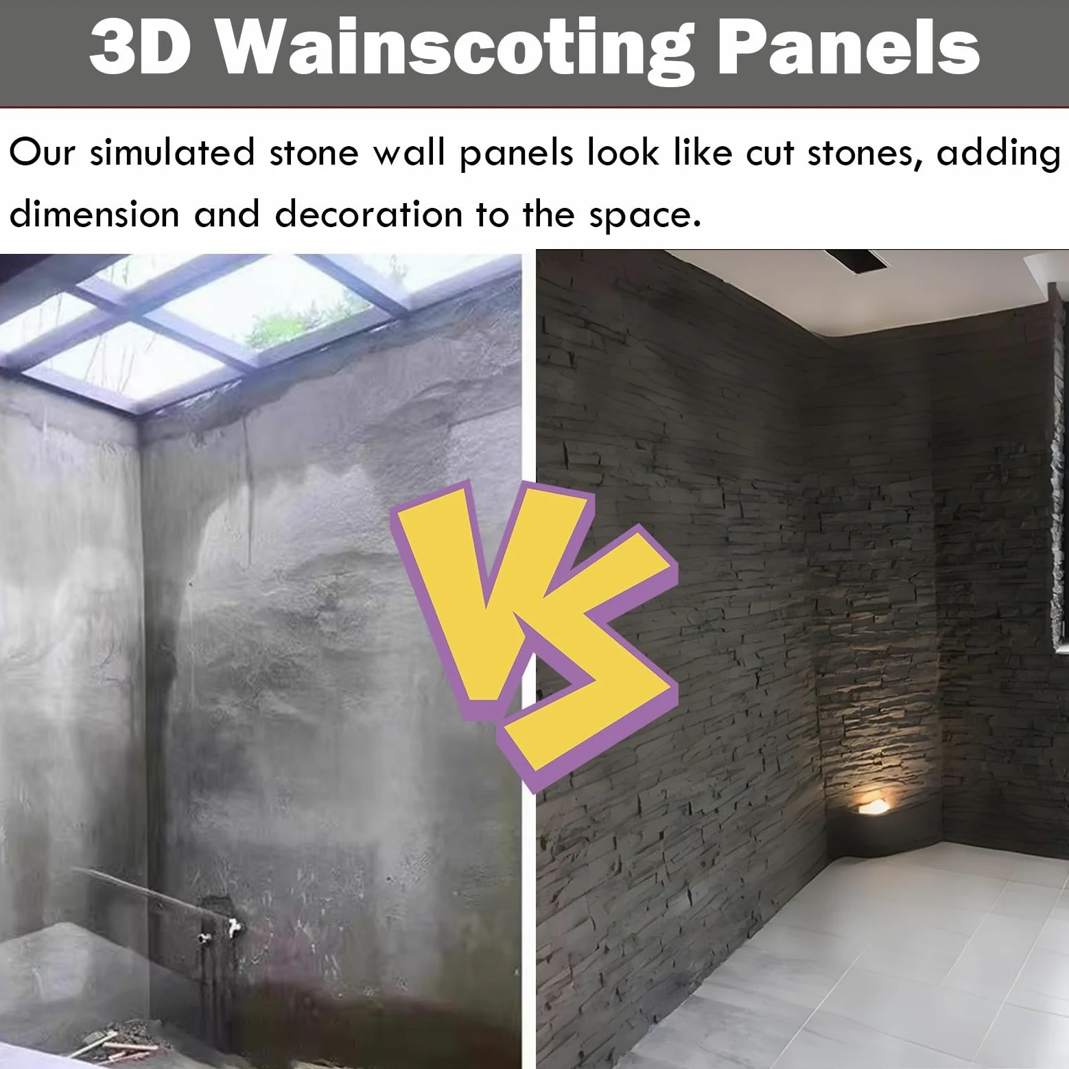 Piastrelle da parete in finta pietra, pannelli testurizzati 3D, rivestimento murale moderno effetto mattone per balcone, villa, cortile, interni o esterni