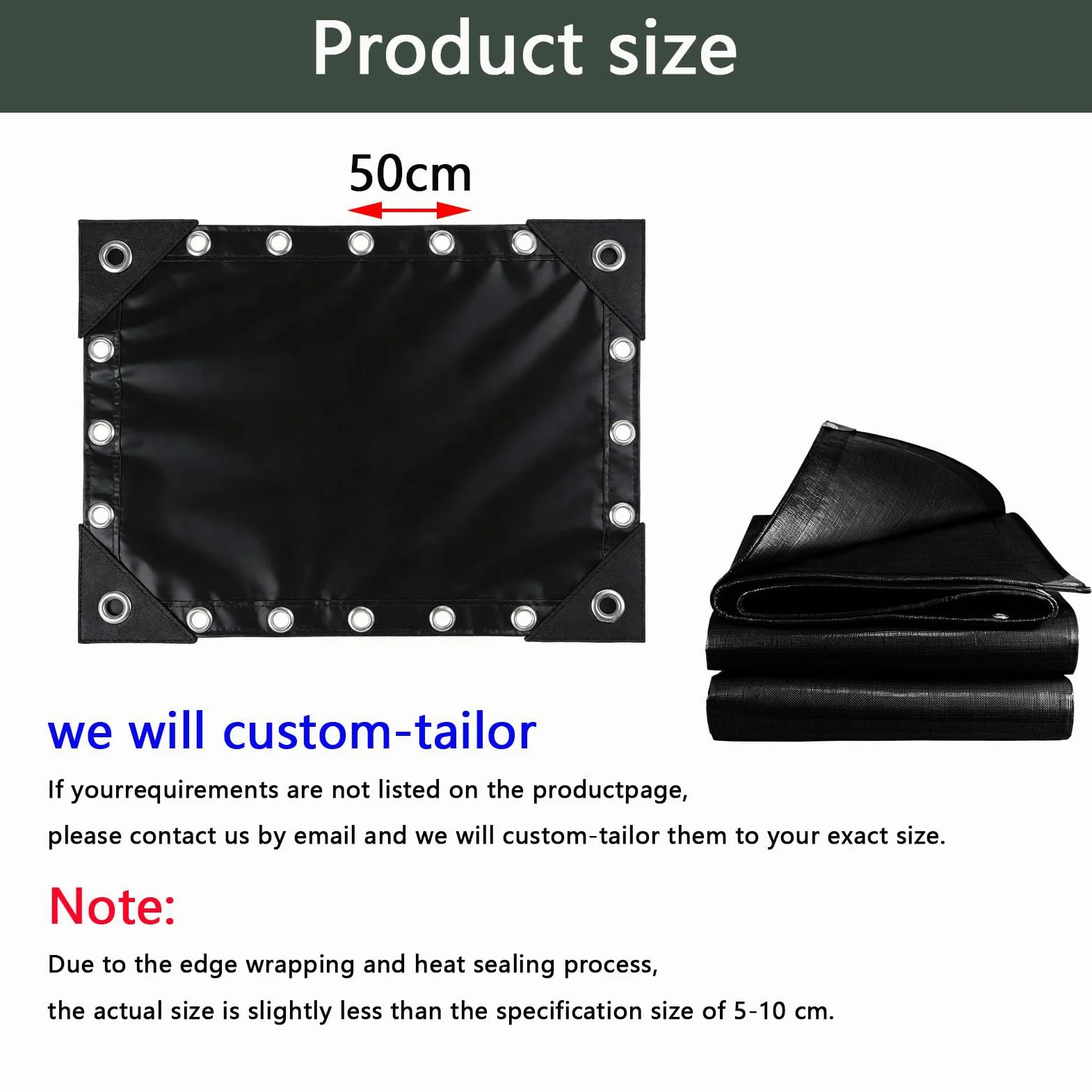 Heavy-Du - Telone impermeabile 220 x 260 cm, in resina resistente agli strappi, per legno, piscina, tupolini, auto, protezione UV contro sole, pioggia, raggio, colore: nero