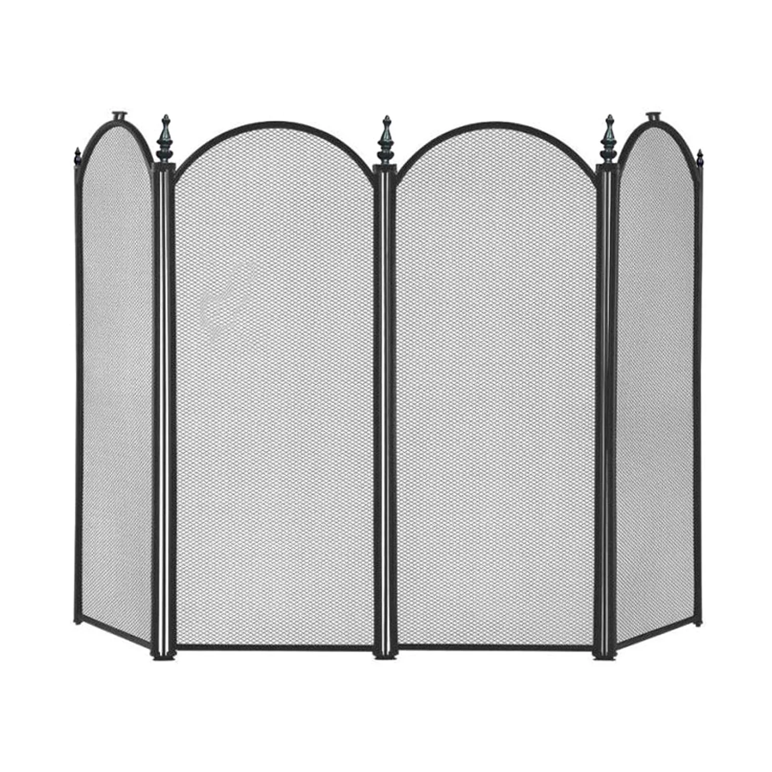 Schermi per Caminetti di Guardia Ampio camino nero schermo 4 pannello in ferro camino schermo metal decorativo maglia in acciaio solido in acciaio solido cappa copertina di strumenti all'aperto access